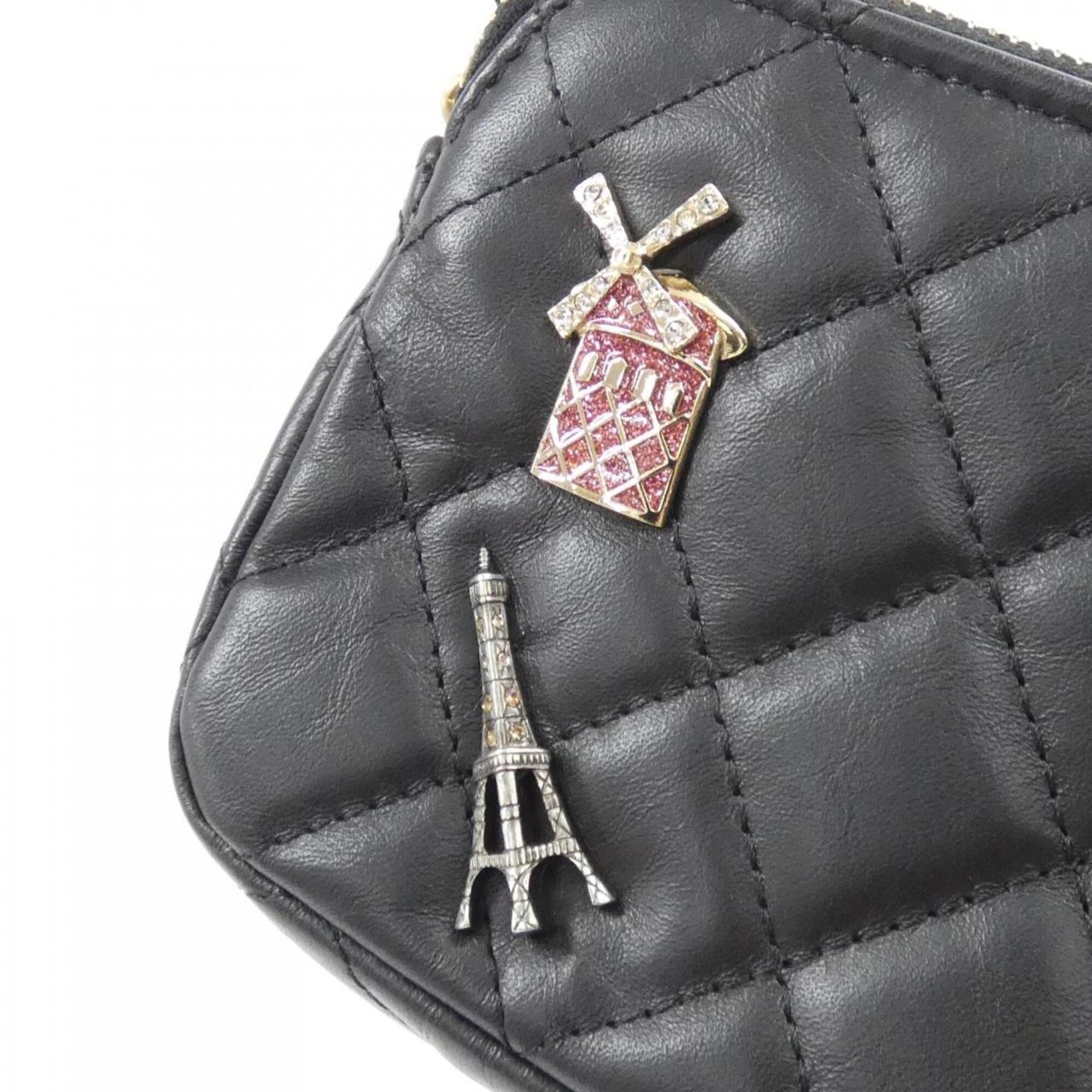 Chanel Black Leather Chain/Shoulder Wallet (Pre-Owned)