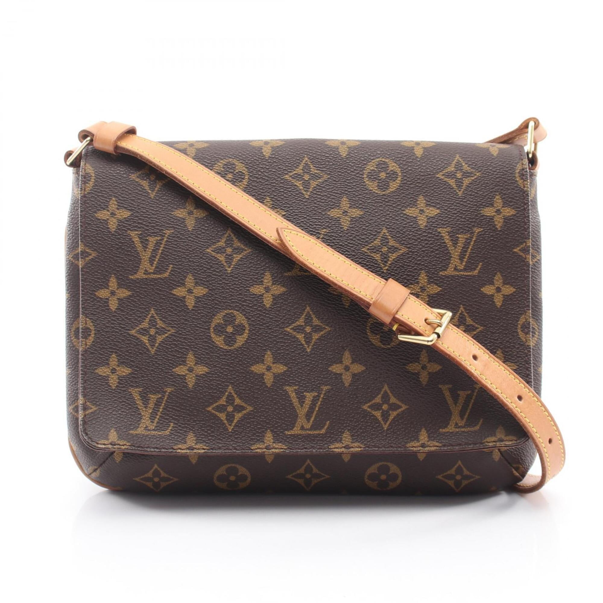 Louis Vuitton Brown Coated Canvas Leather Handbag Shoulder Bag (Pre-Owned)