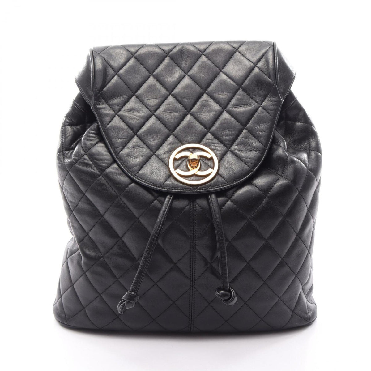 Chanel Black Leather Backpack Handbag (Pre-Owned)