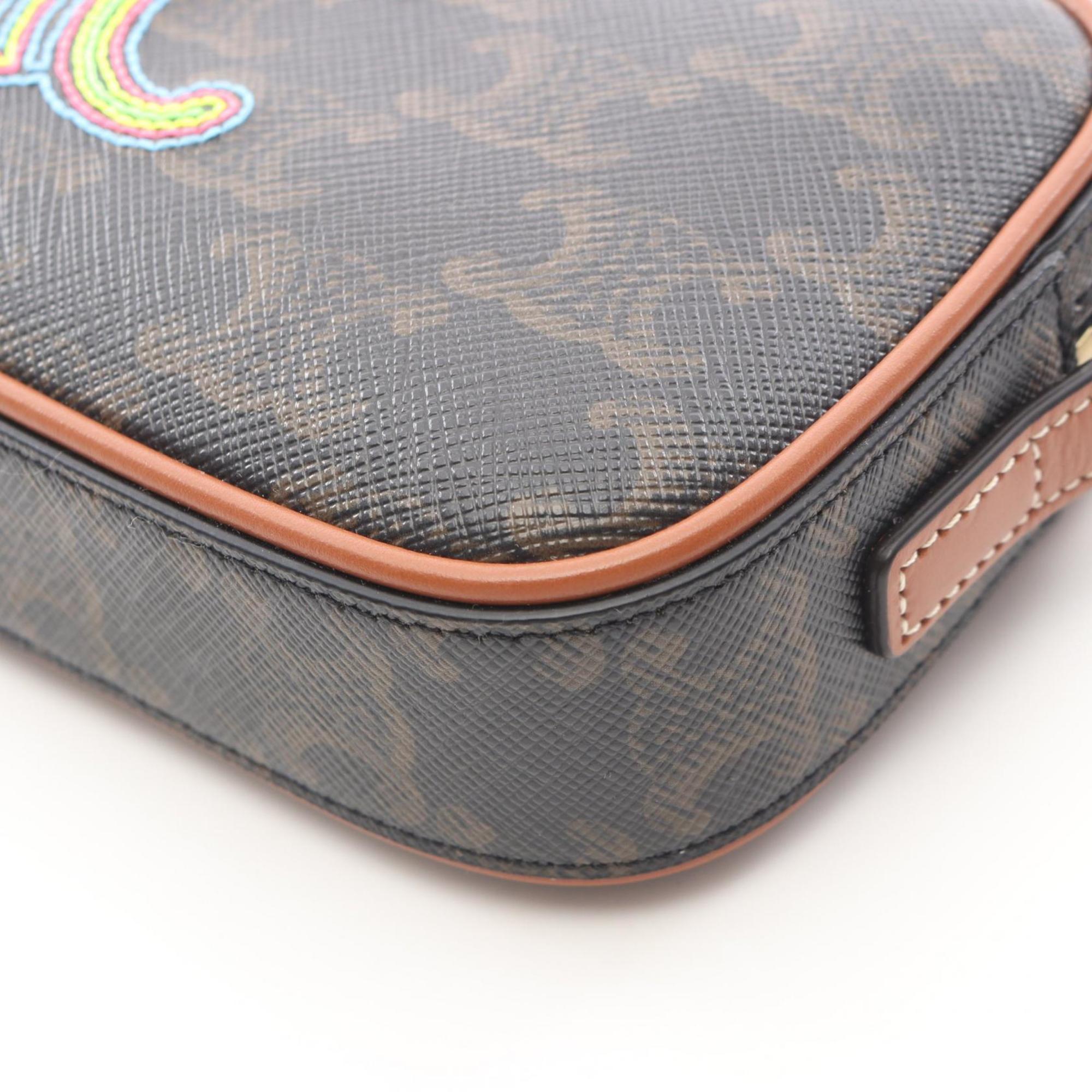 Celine Black Brown Coated Canvas Leather Handbag Shoulder Bag (Pre-Owned)