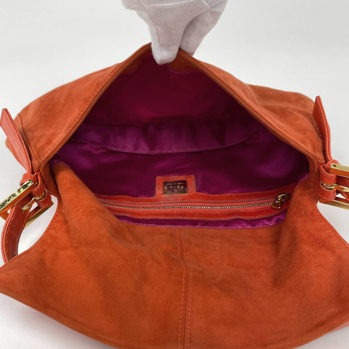 Fendi Red Color Suede Leather Shoulder Bag (Pre-Owned)