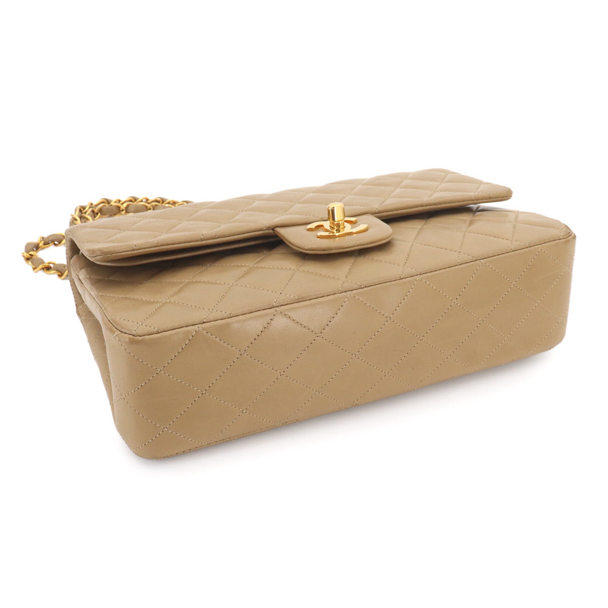 Chanel Beige Leather Handbag Shoulder Bag (Pre-Owned)