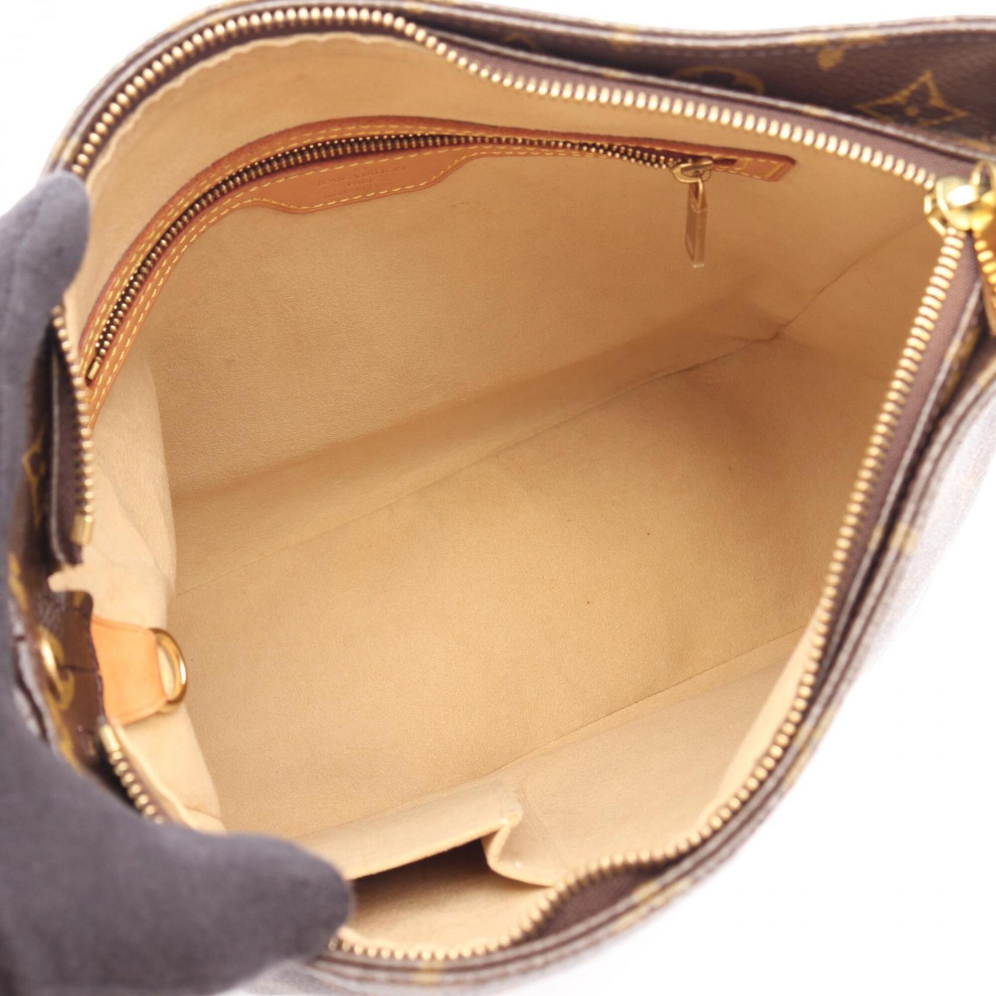 Louis Vuitton Brown Coated Canvas Leather Handbag Shoulder Bag (Pre-Owned)