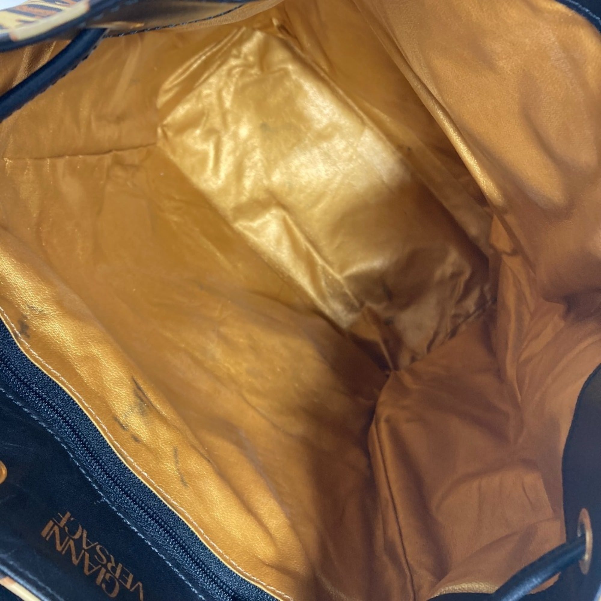 Versace Black Yellow Pvc Leather Backpack (Pre-Owned)
