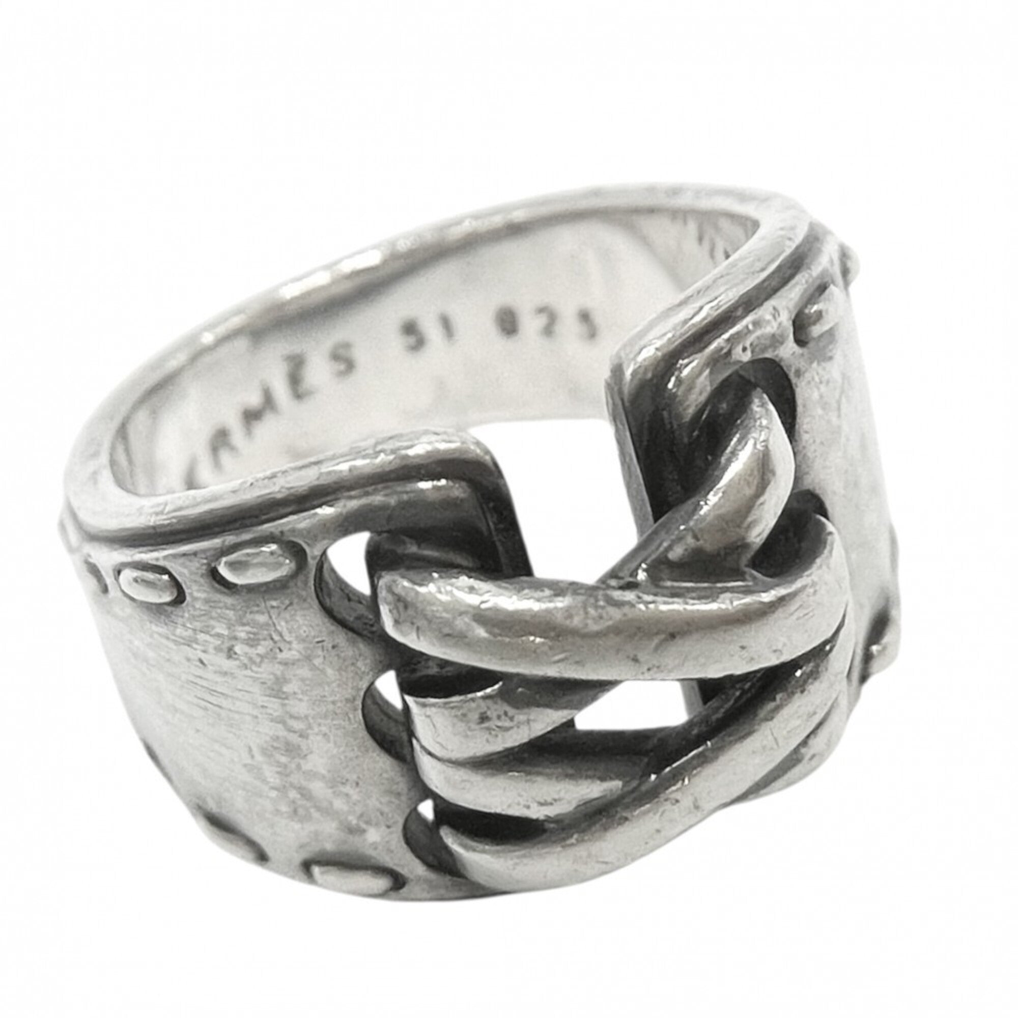 Hermes Silver 925 Band Ring (Pre-Owned)
