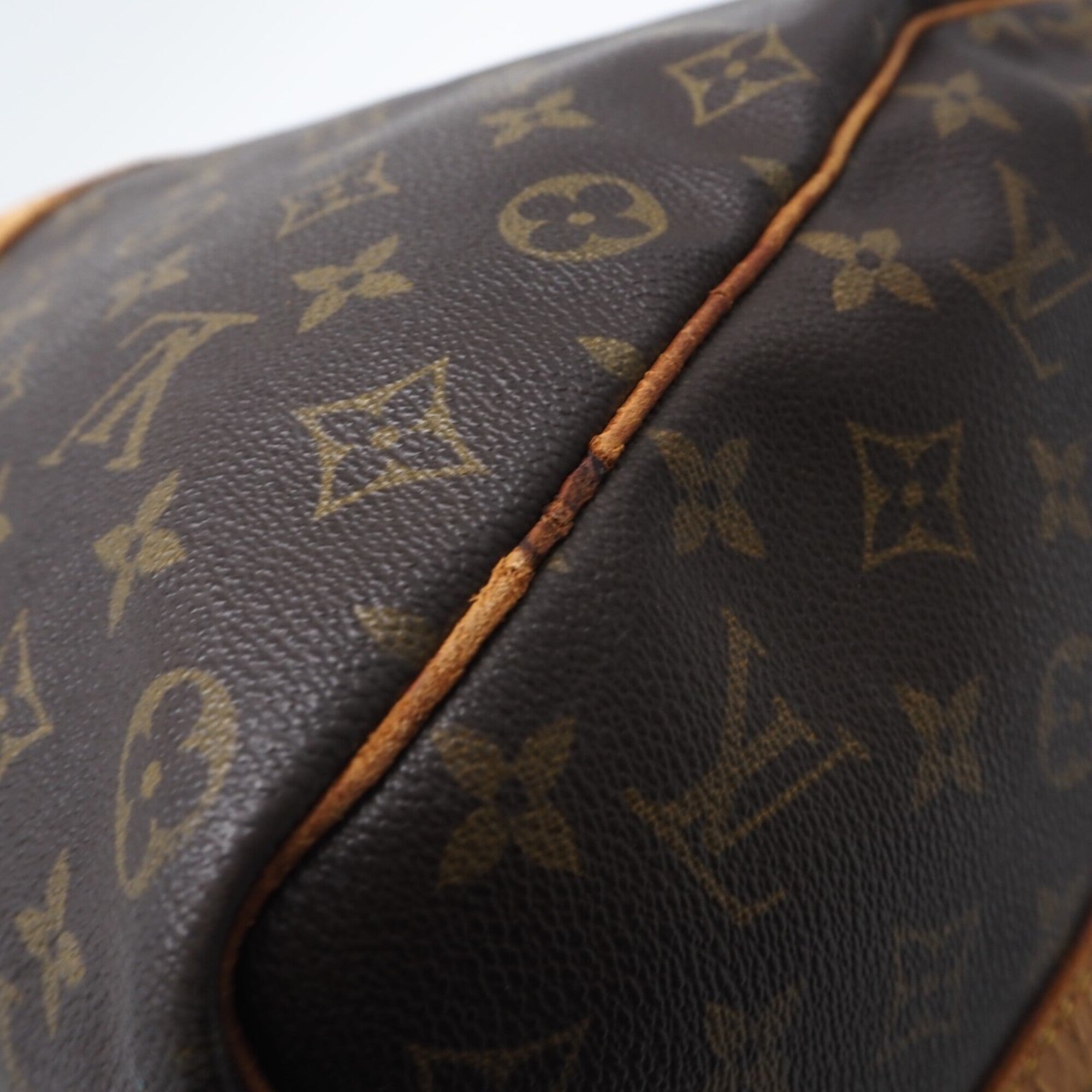 Louis Vuitton Brown Coated Canvas Leather Boston Bag (Pre-Owned)
