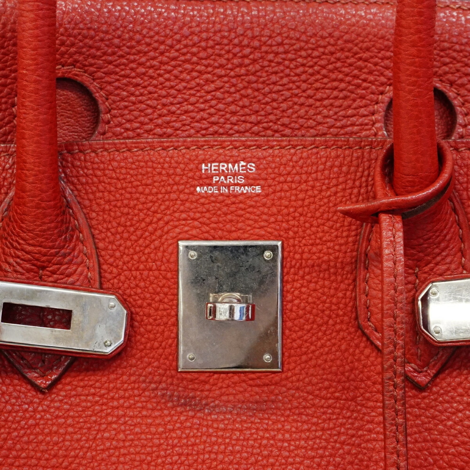 Hermes Rouge Casaque Togo Leather Handbag (Pre-Owned)