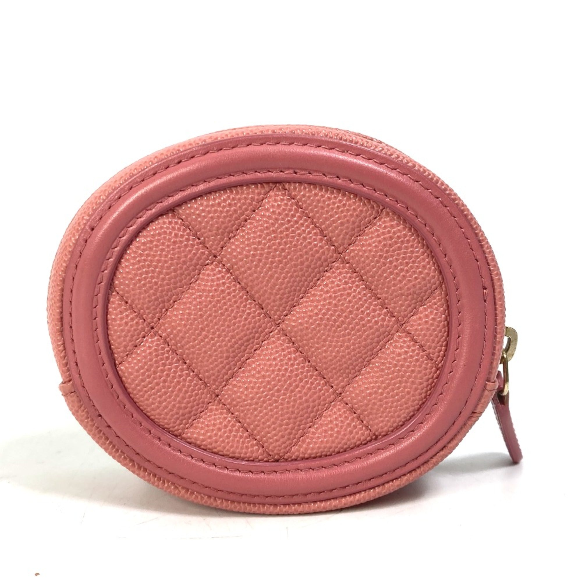 Chanel Pink Leather Coin Purse/Coin Case (Pre-Owned)