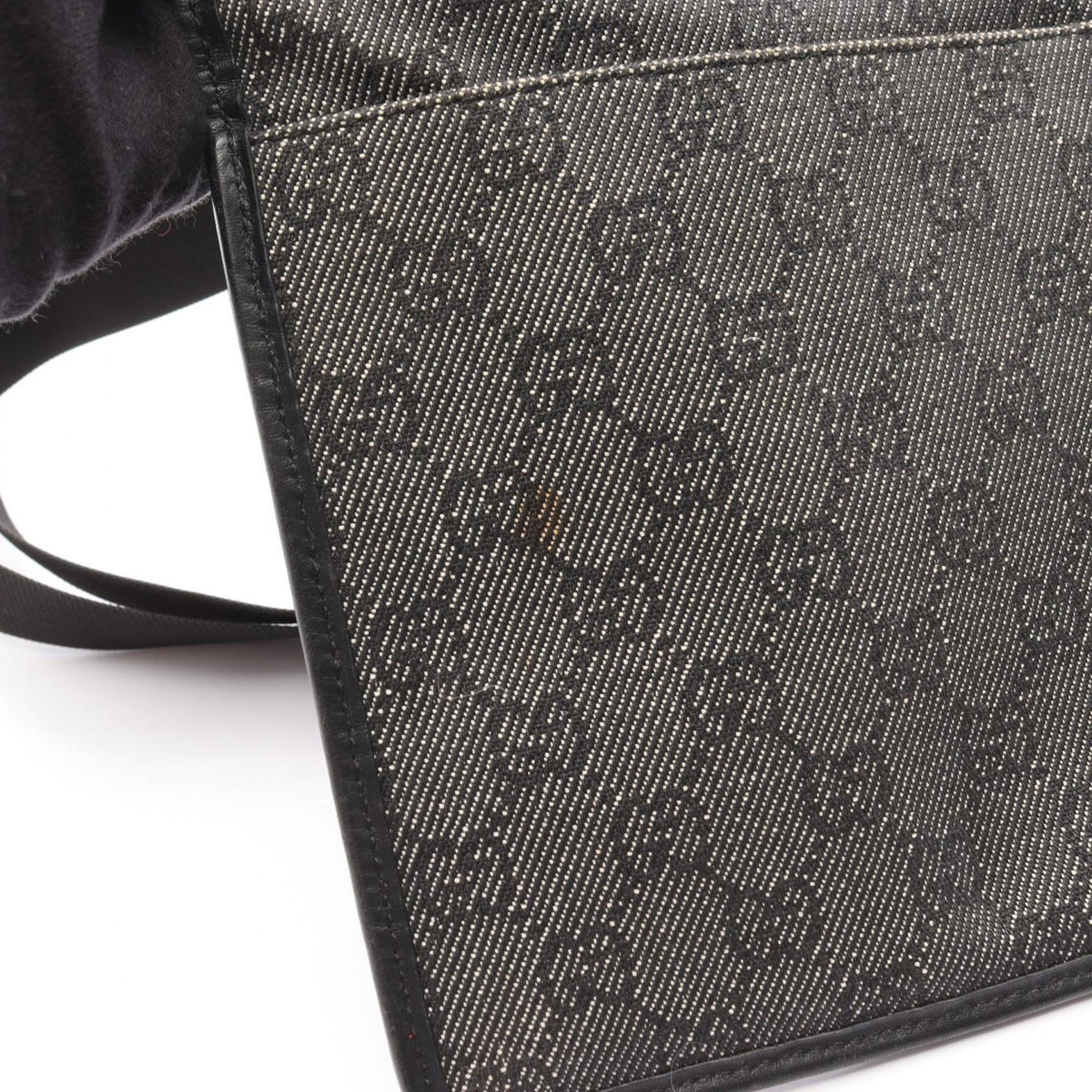 Gucci Black Denim Leather Handbag Shoulder Bag (Pre-Owned)