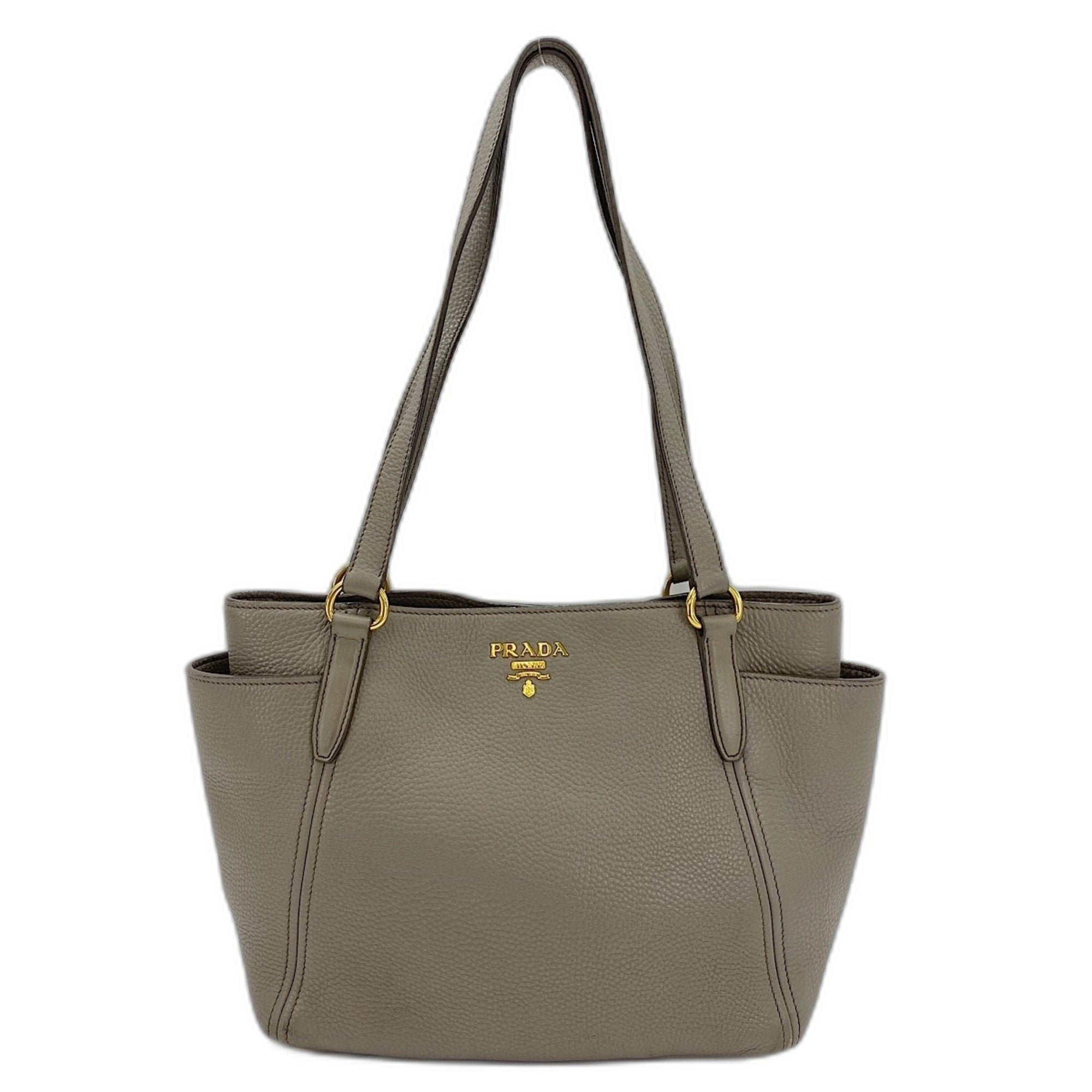 Prada Gray Leather Tote Bag (Pre-Owned)