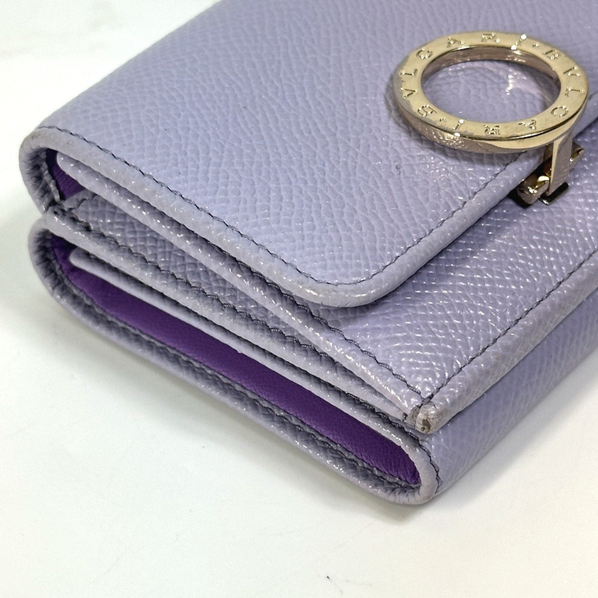 Bvlgari Purple Leather Wallet (Tri-Fold) (Pre-Owned)