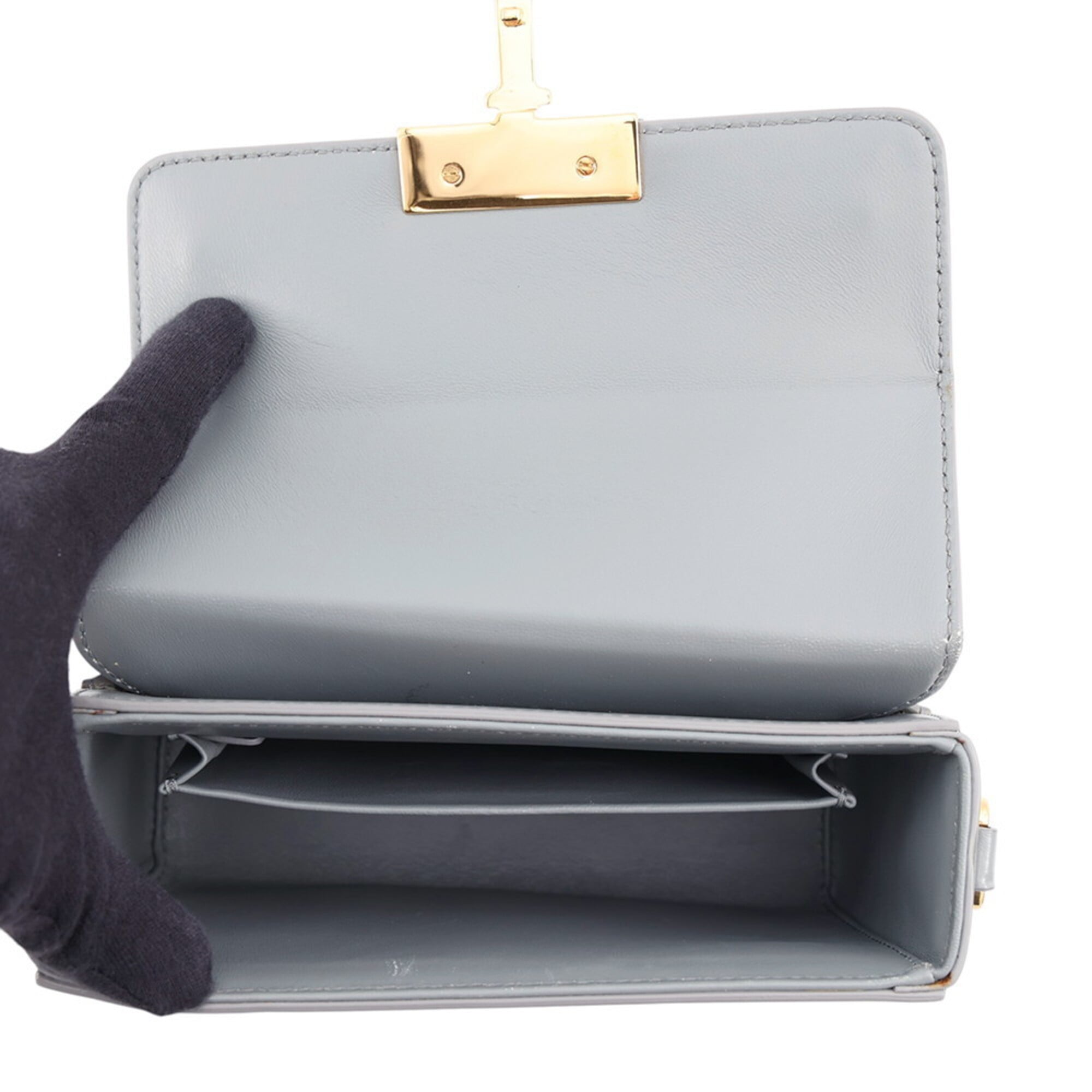 Christian Dior Gray Leather Handbag Shoulder Bag (Pre-Owned)