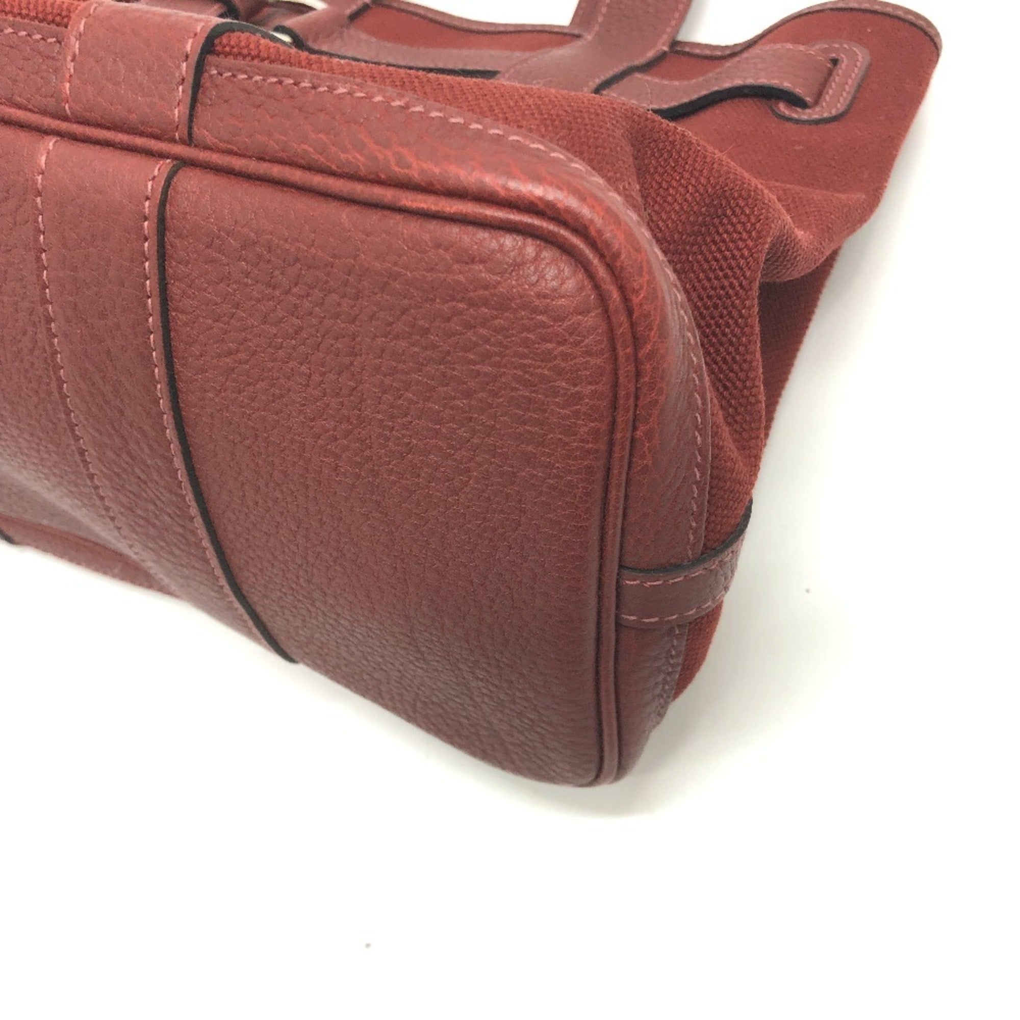 Hermes Bordeaux Canvas Leather Tote Bag (Pre-Owned)