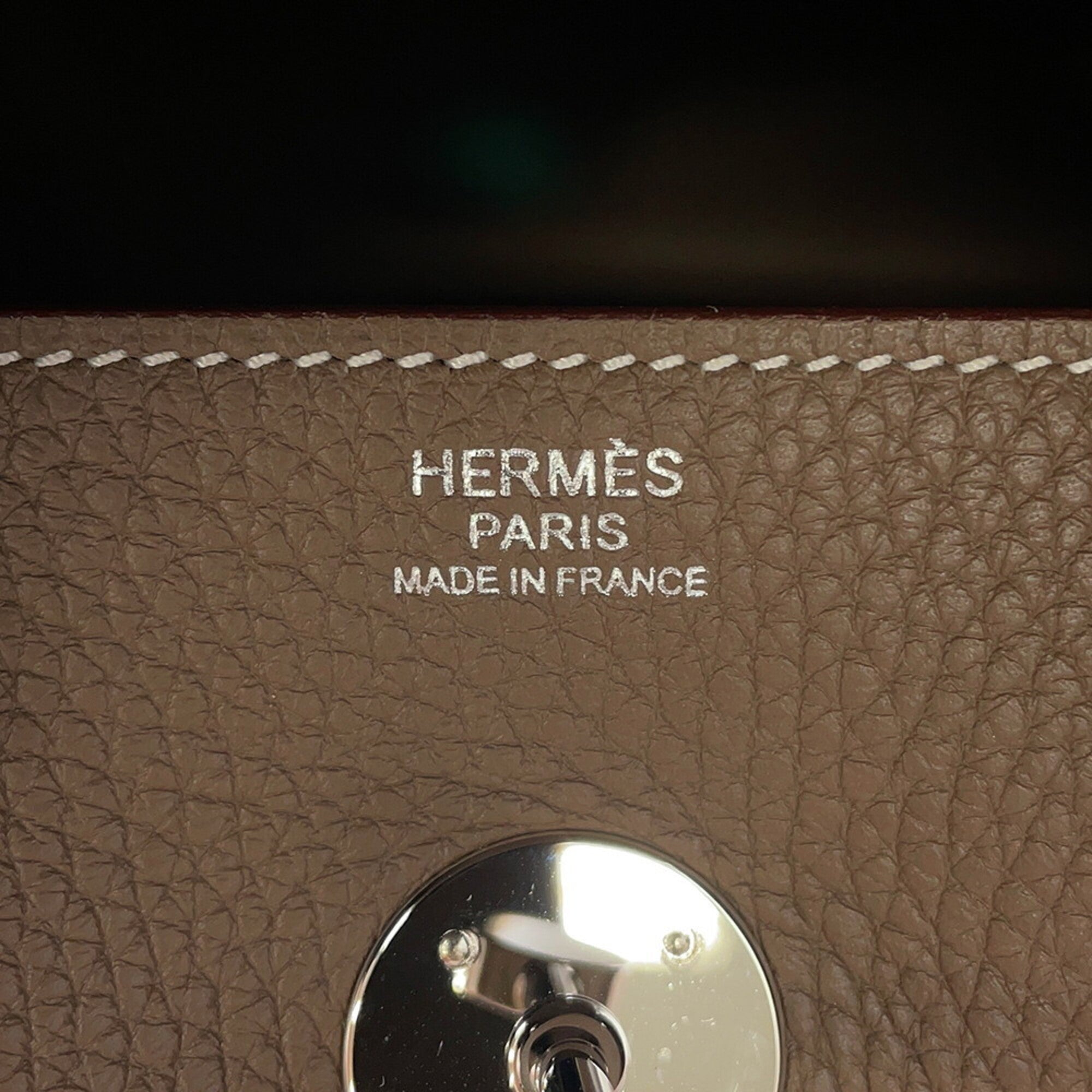 Hermes Etoupe Gray Taurillon Clemence Leather Handbag (Pre-Owned)