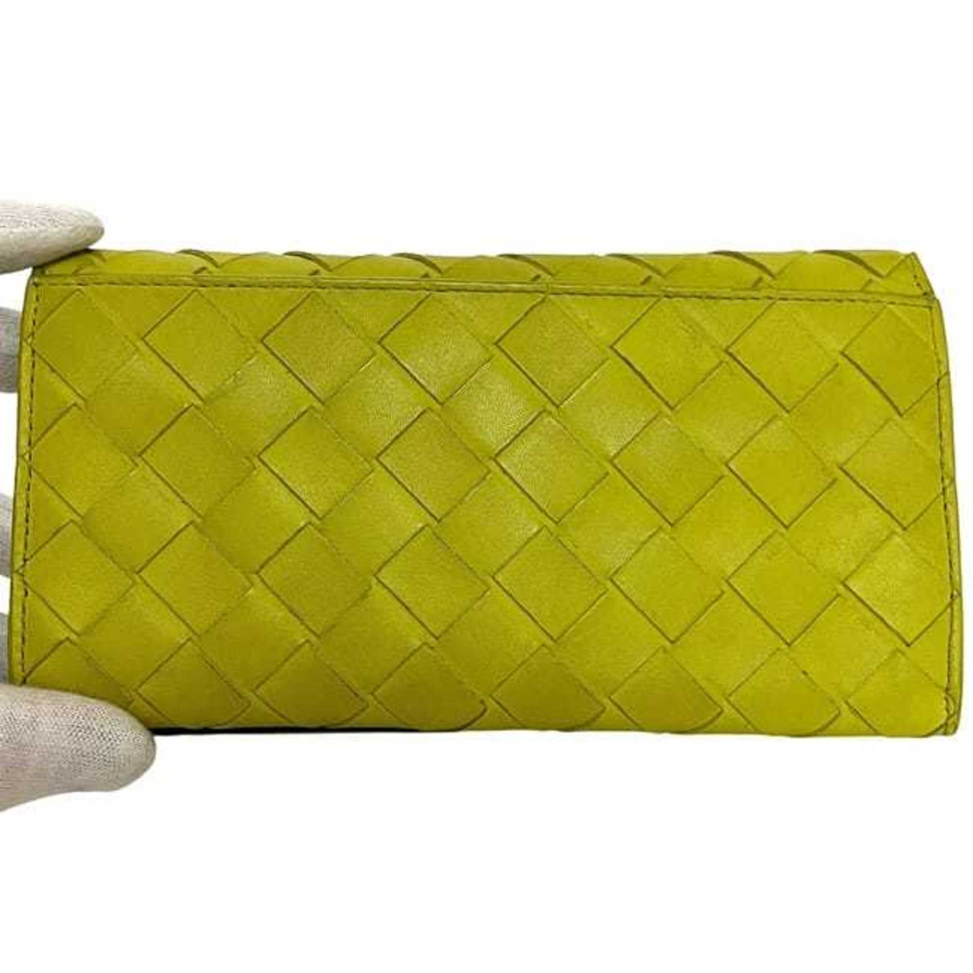 Bottega Veneta Yellow Leather Long Wallet (Bi-Fold) (Pre-Owned)
