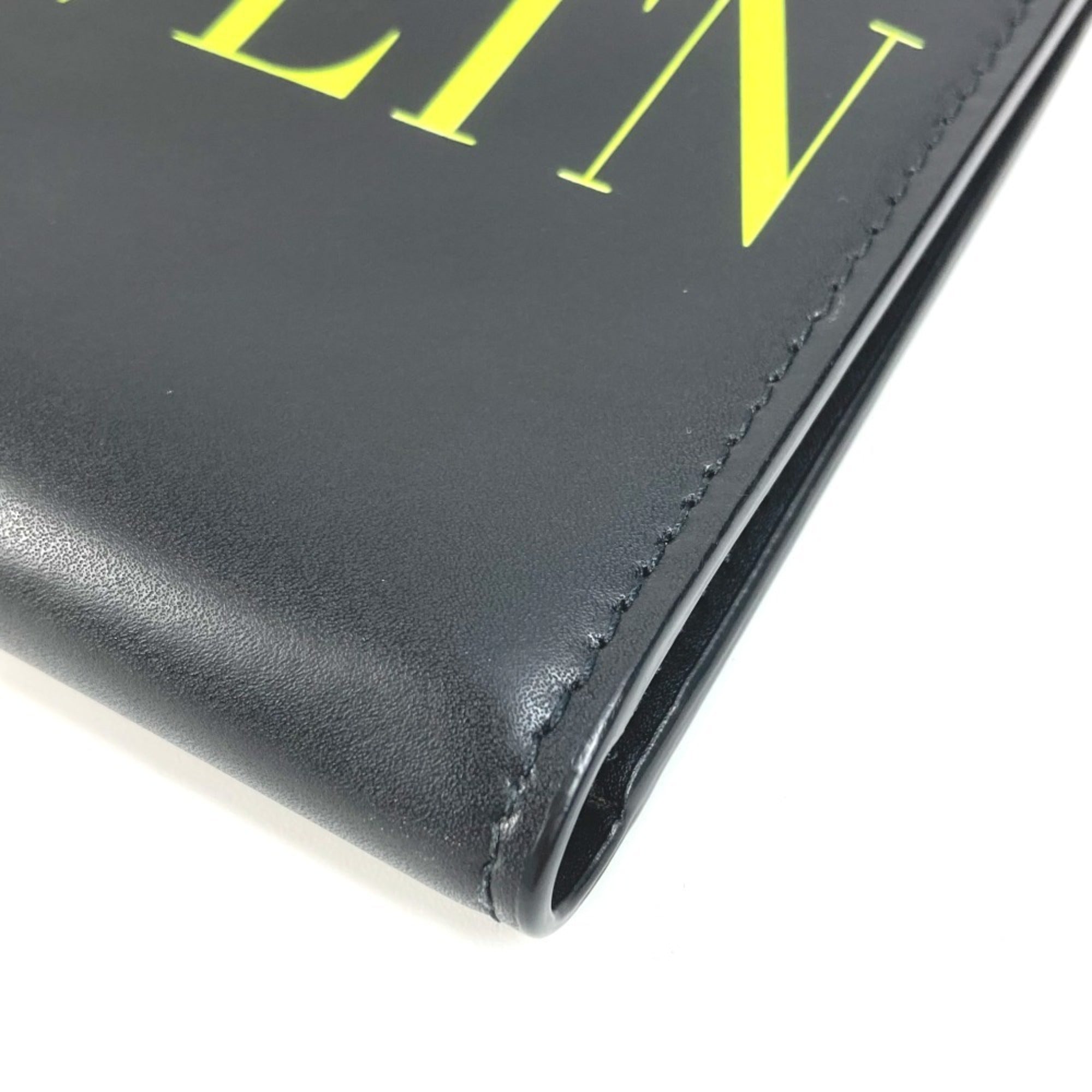 Valentino Black Yellow Leather Coin Purse/Coin Case (Pre-Owned)