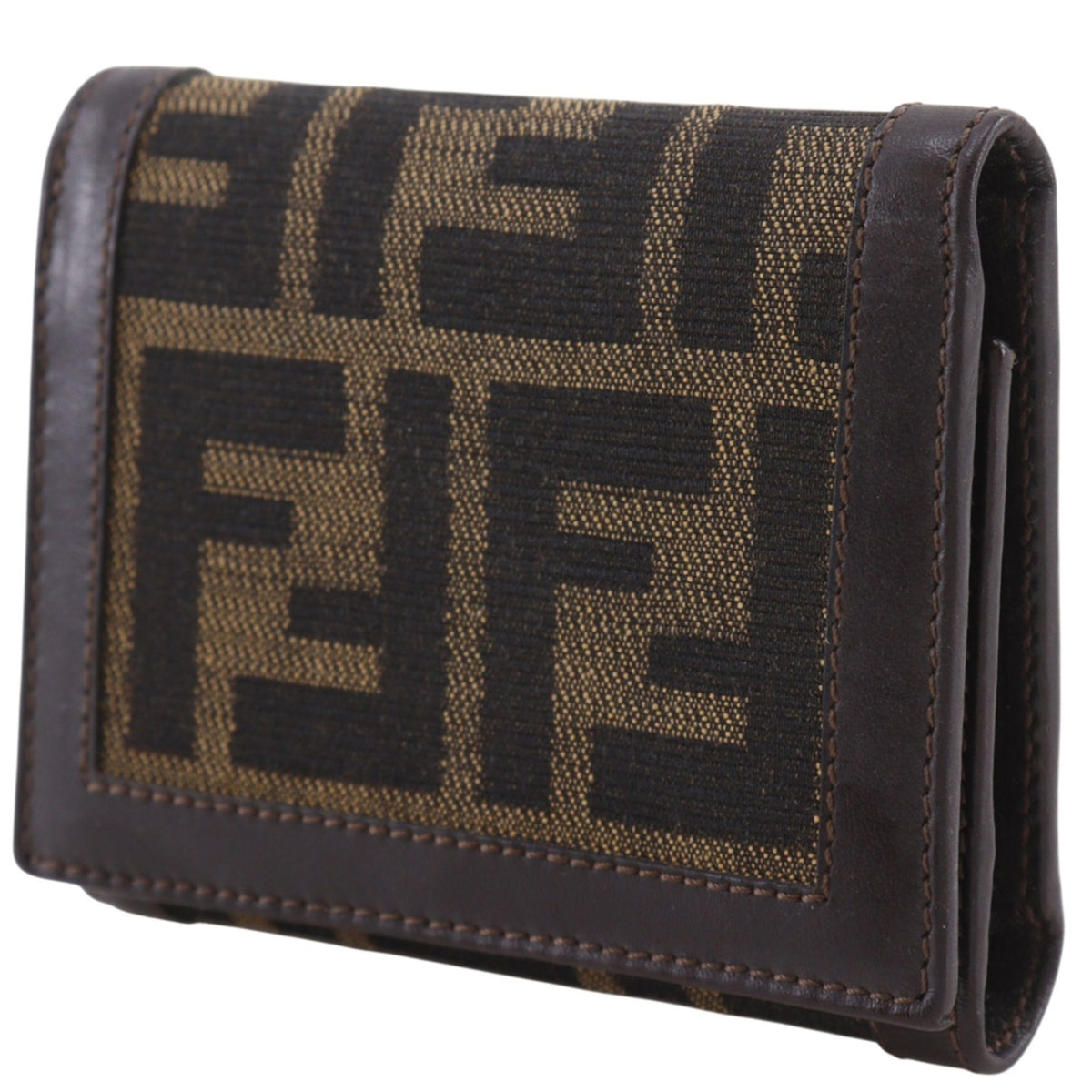 Fendi Zucca Brown Nylon Canvas Wallet (Tri-Fold) (Pre-Owned)