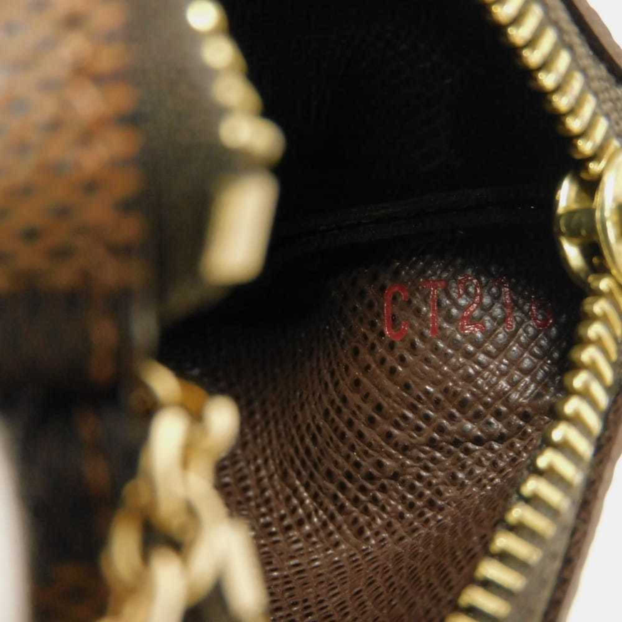 Louis Vuitton Brown Damier Canvas Ebene Damier Canvas Leather Coin Purse/Coin Case (Pre-Owned)