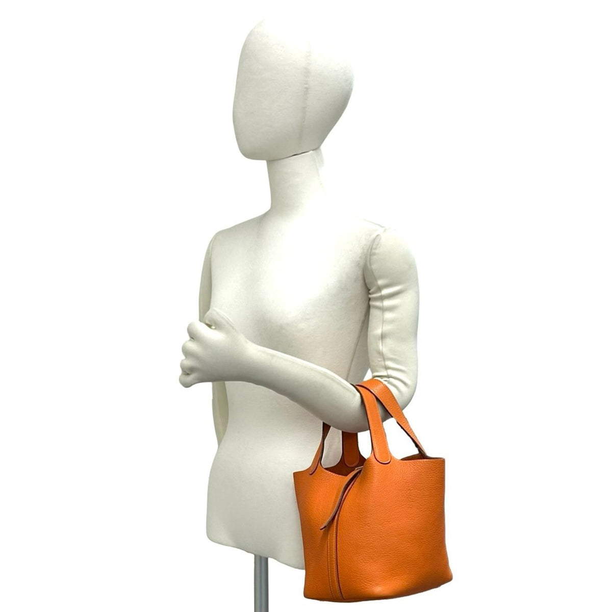 Hermes Orange Taurillon Clemence Leather Handbag Tote Bag (Pre-Owned)