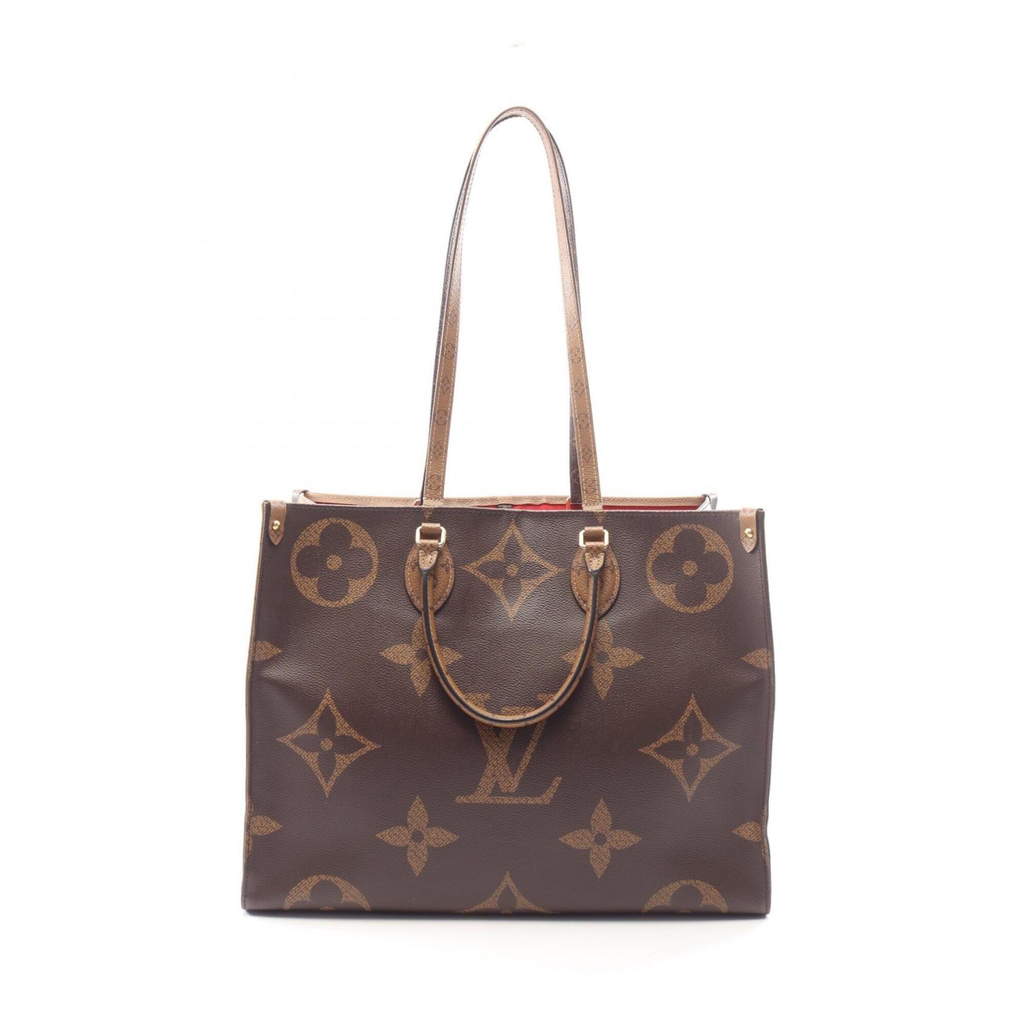 Louis Vuitton Beige Brown Monogram Coated Canvas Handbag Tote Bag (Pre-Owned)