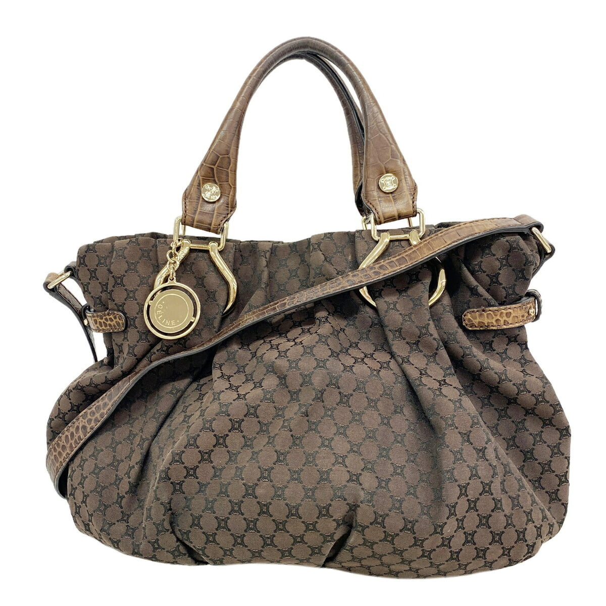 Celine Brown Nylon Canvas Handbag (Pre-Owned)