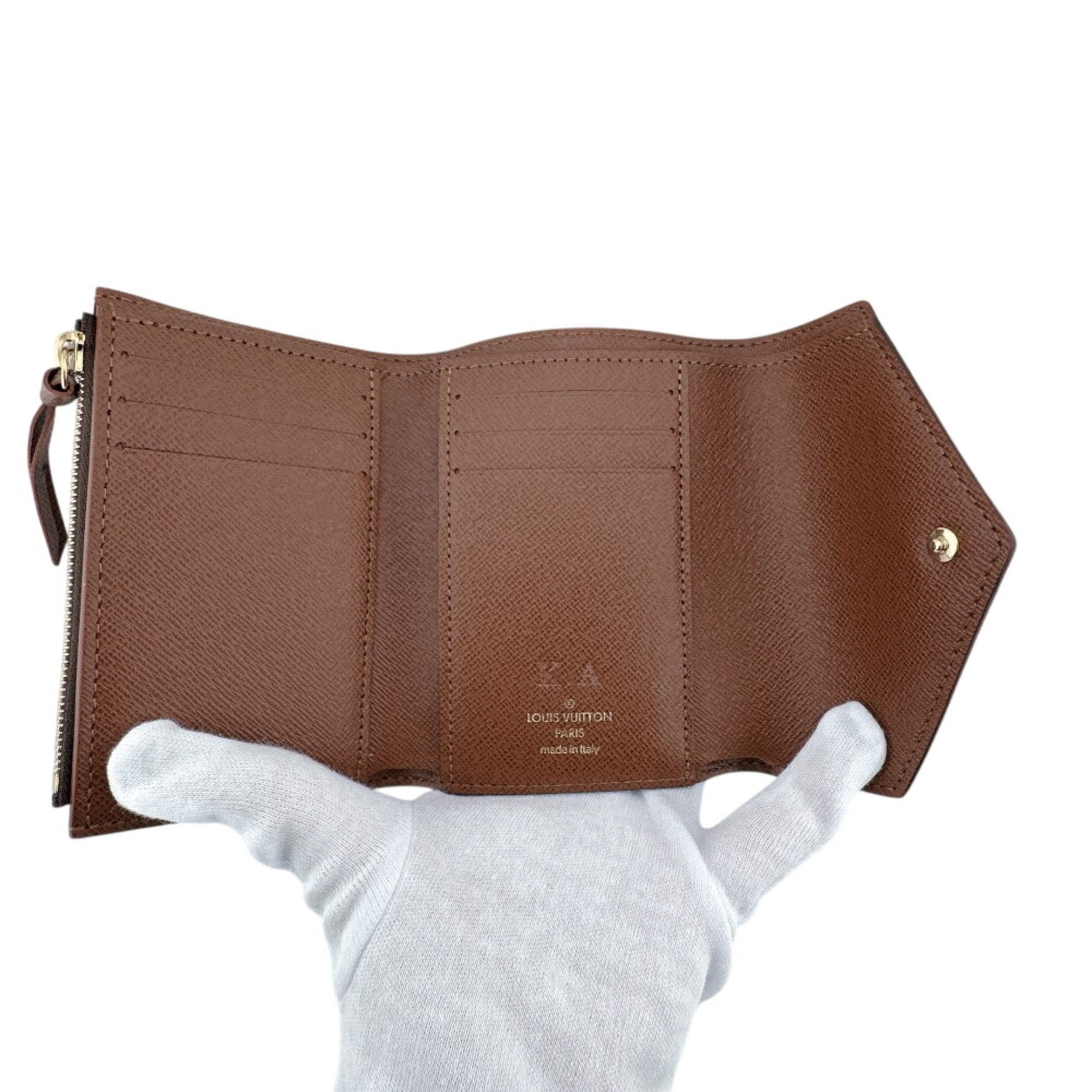Louis Vuitton Monogram Brown Leather Wallet (Tri-Fold) (Pre-Owned)