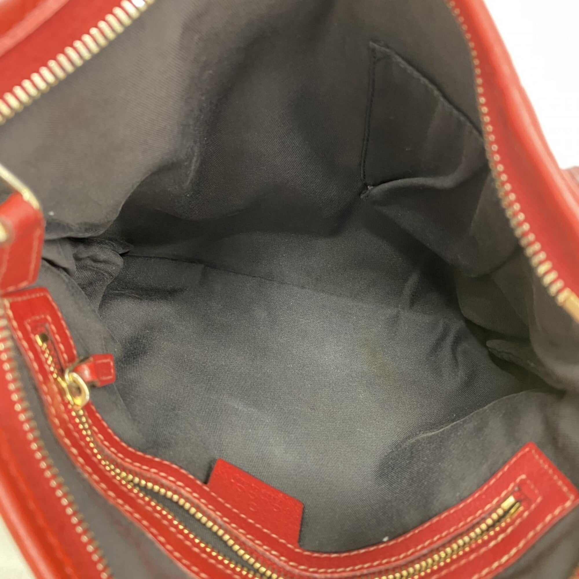 Gucci Navy Red Color Canvas Shoulder Bag (Pre-Owned)
