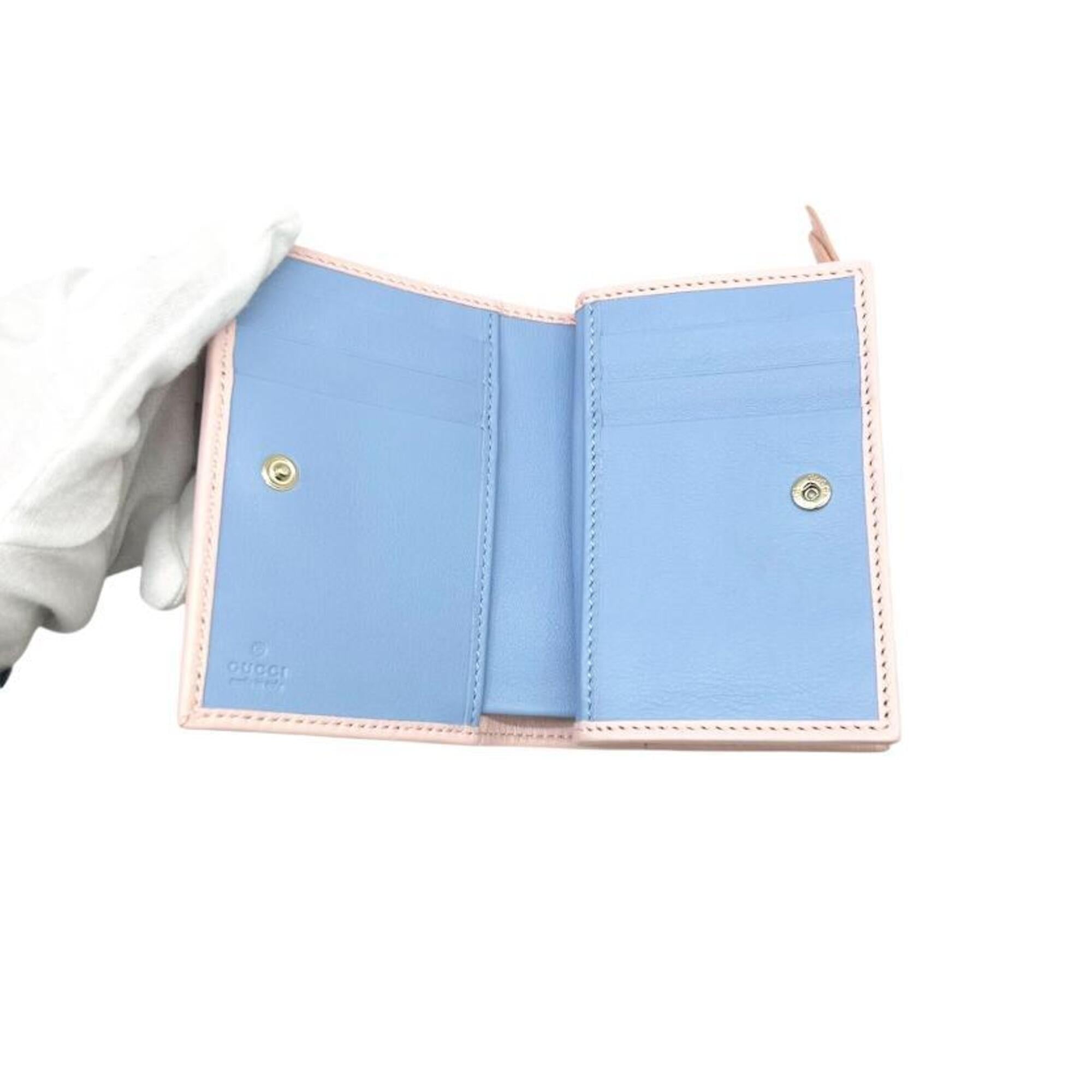 Gucci Blue Pink Leather Wallet (Bi-Fold) (Pre-Owned)