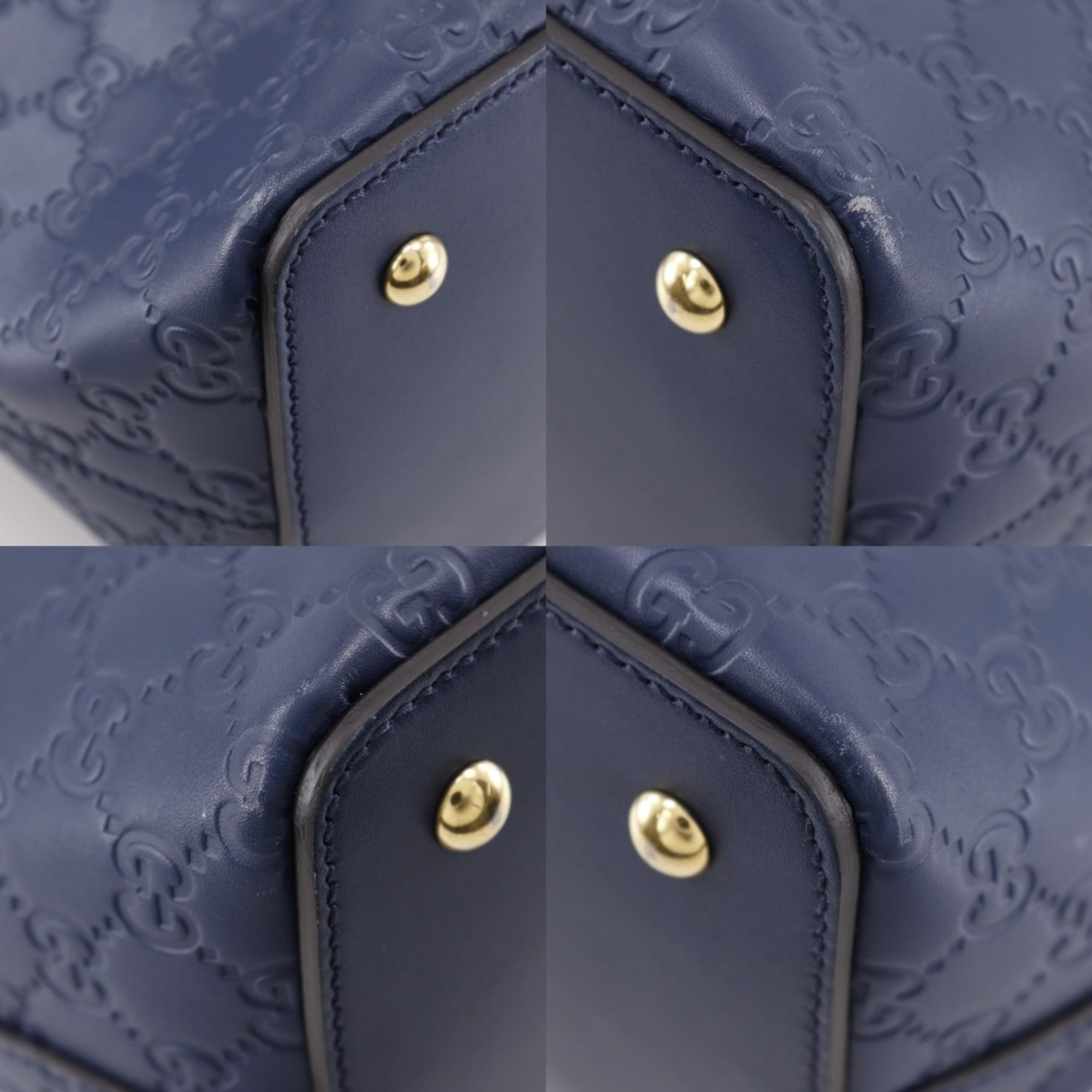 Gucci Navy Leather Handbag (Pre-Owned)
