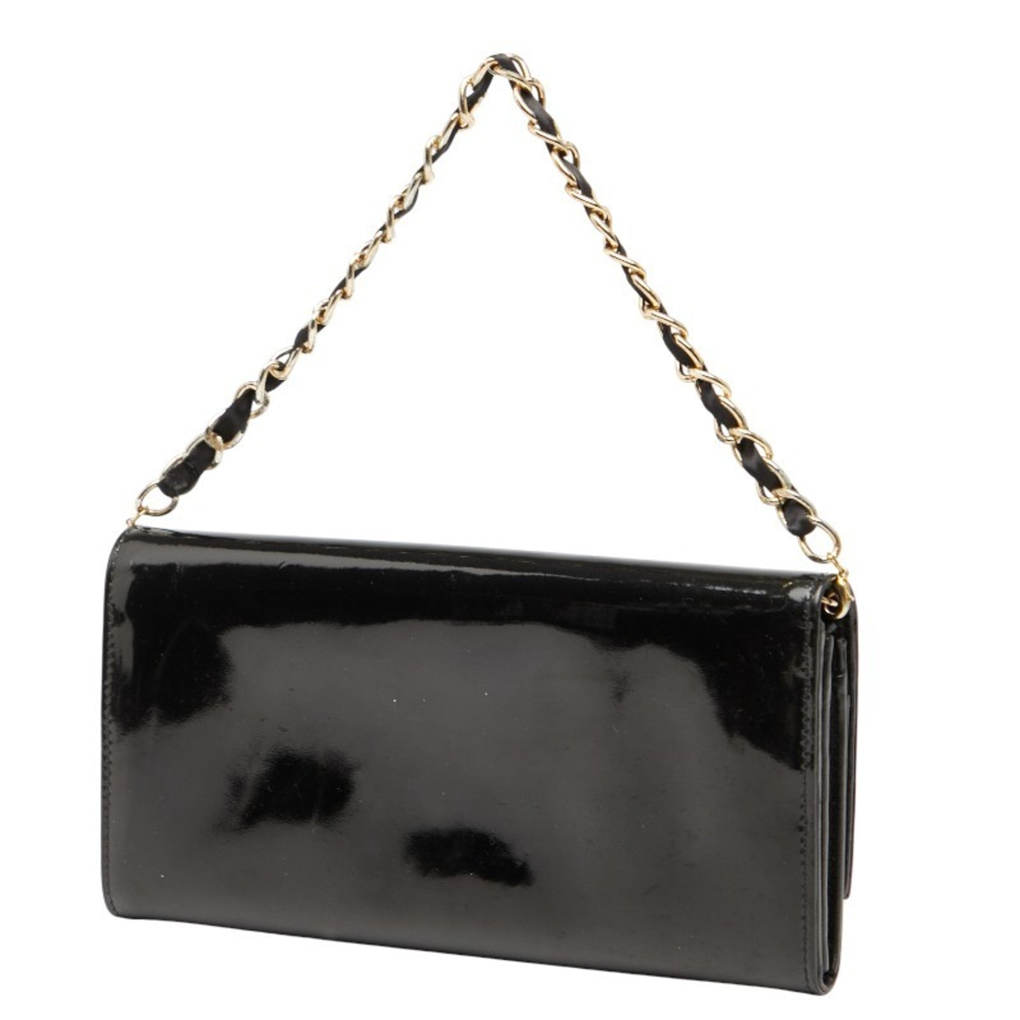 Christian Dior Black Patent Leather Chain/Shoulder Wallet (Pre-Owned)
