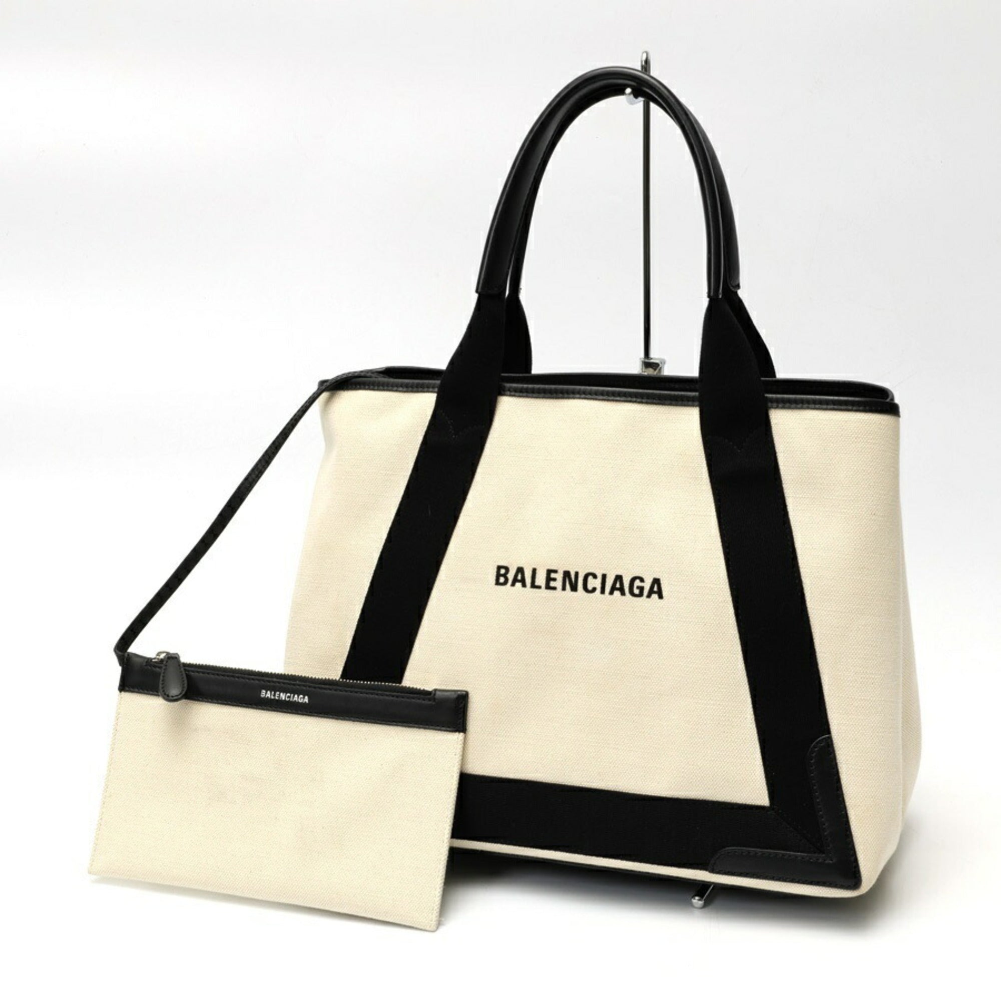 Balenciaga Black Canvas Leather Tote Bag (Pre-Owned)