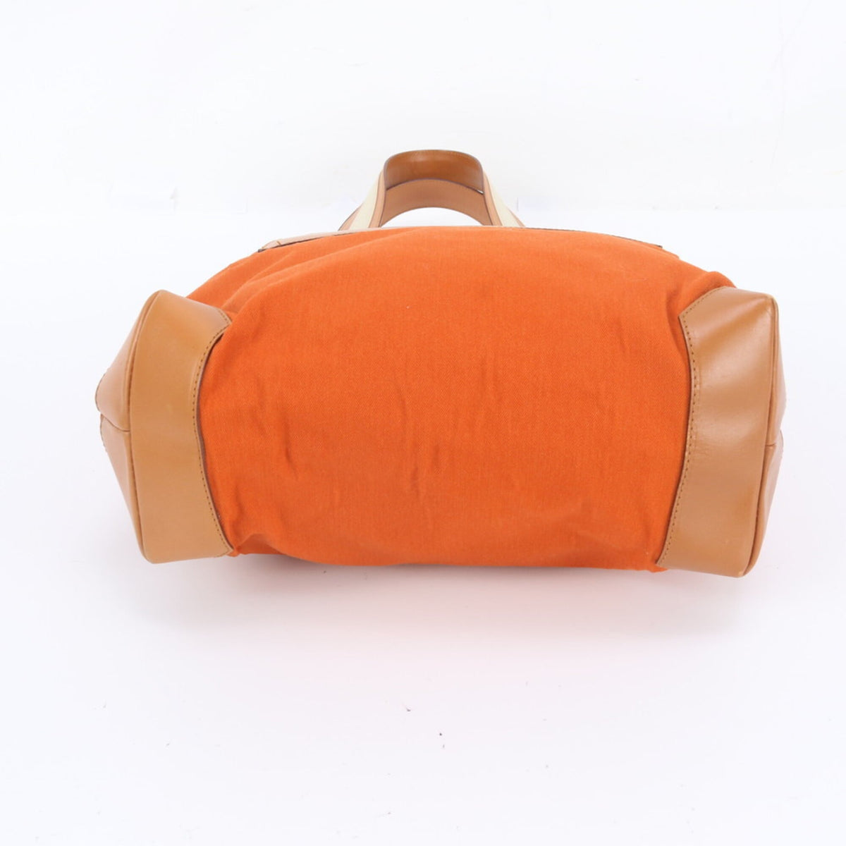 Gucci Brown Orange Leather Canvas Shoulder Bag Tote Bag (Pre-Owned)