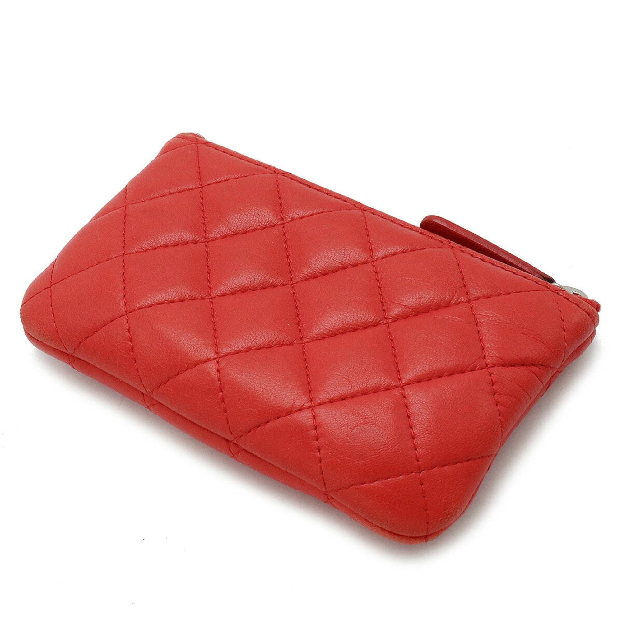 Chanel Red Color Leather Pouch (Pre-Owned)