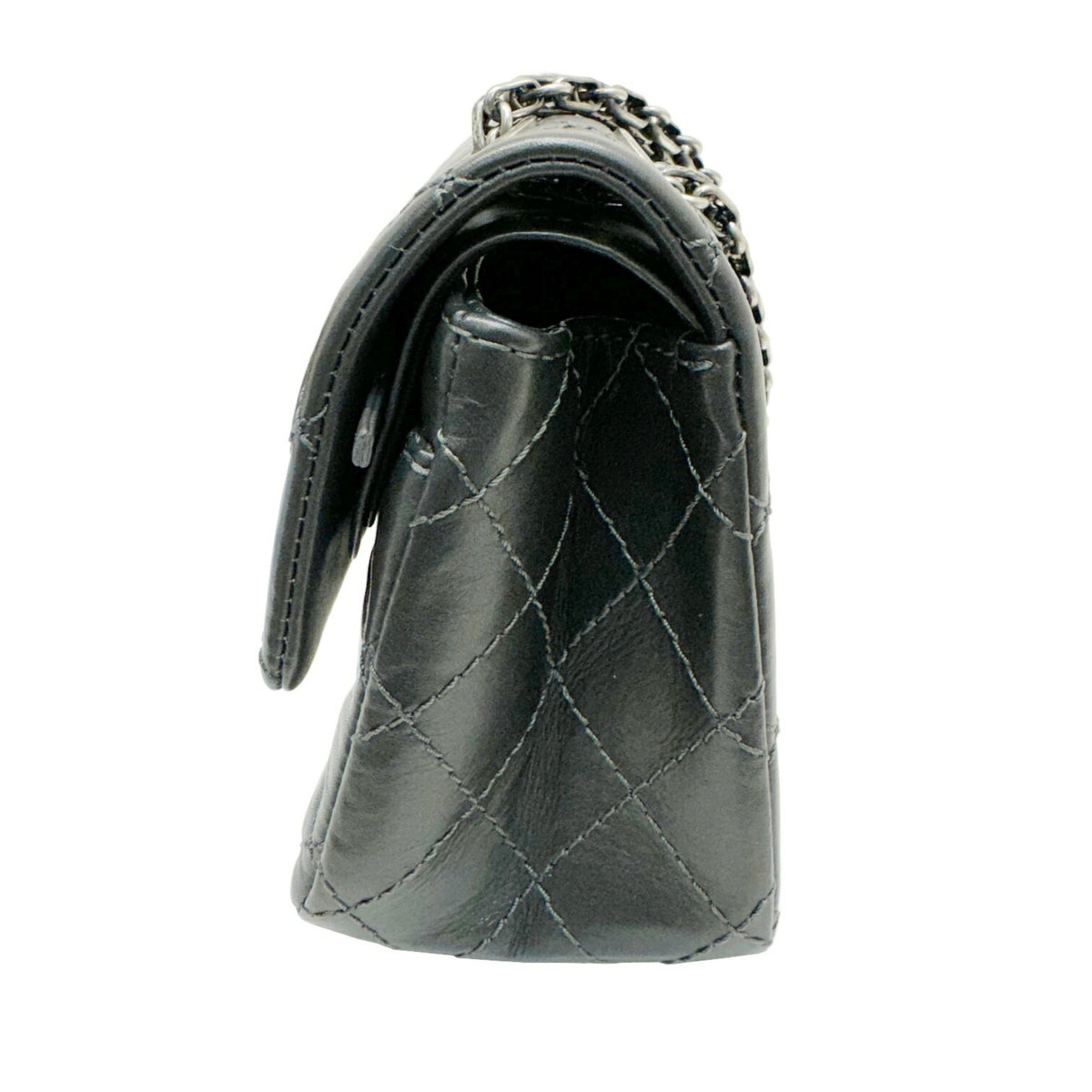 Chanel Dark Gray Leather Shoulder Bag (Pre-Owned)