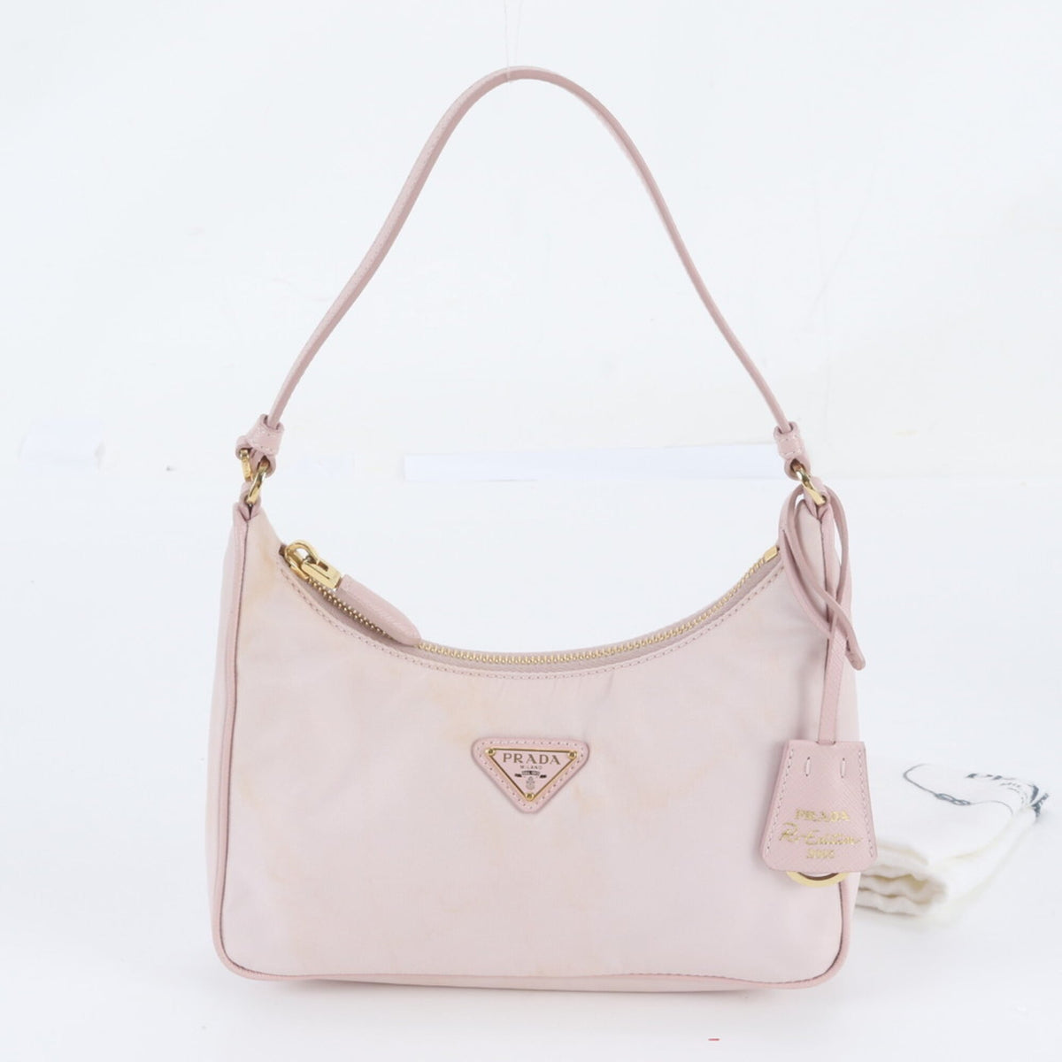 Prada Pink Leather Nylon Handbag Shoulder Bag (Pre-Owned)
