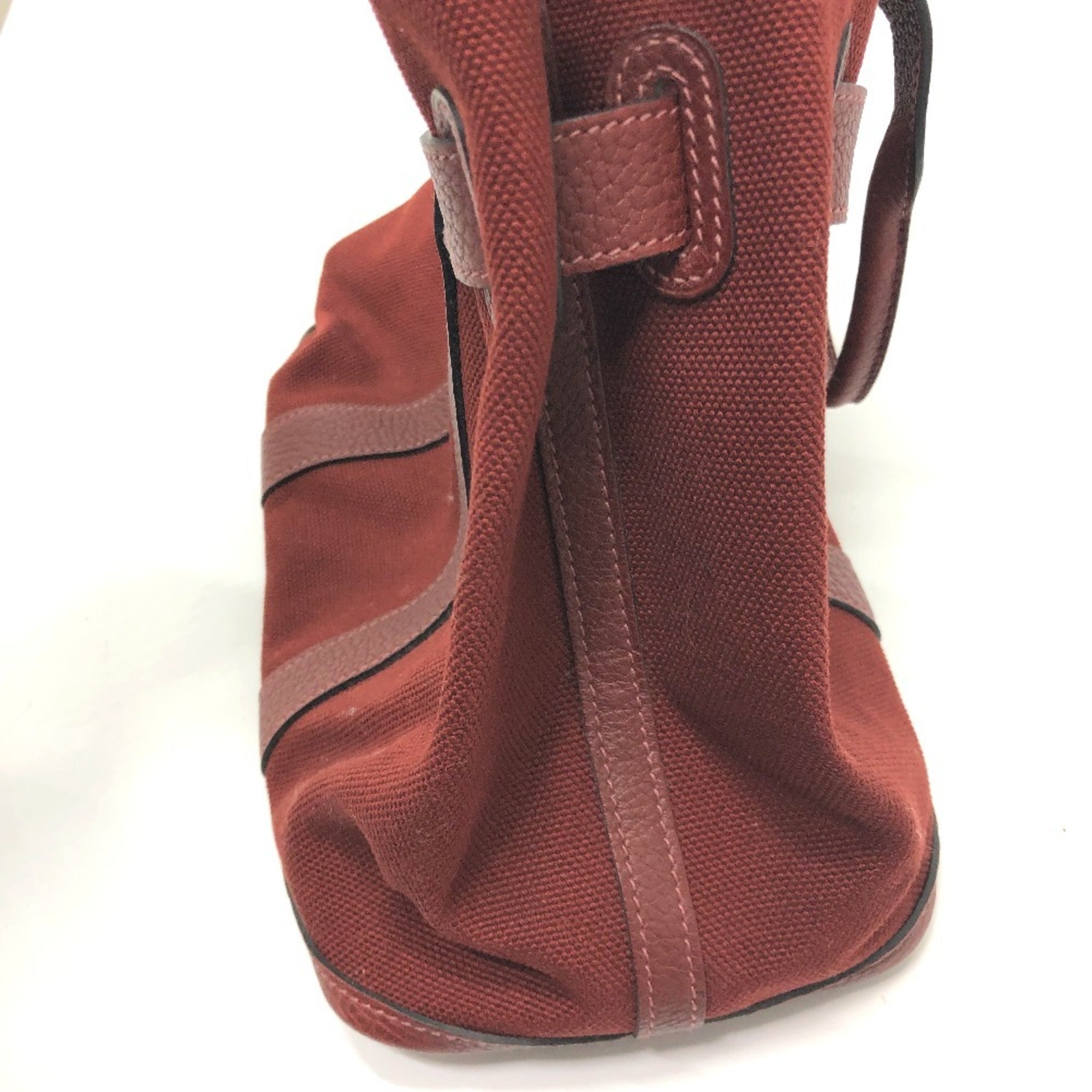 Hermes Bordeaux Canvas Leather Tote Bag (Pre-Owned)