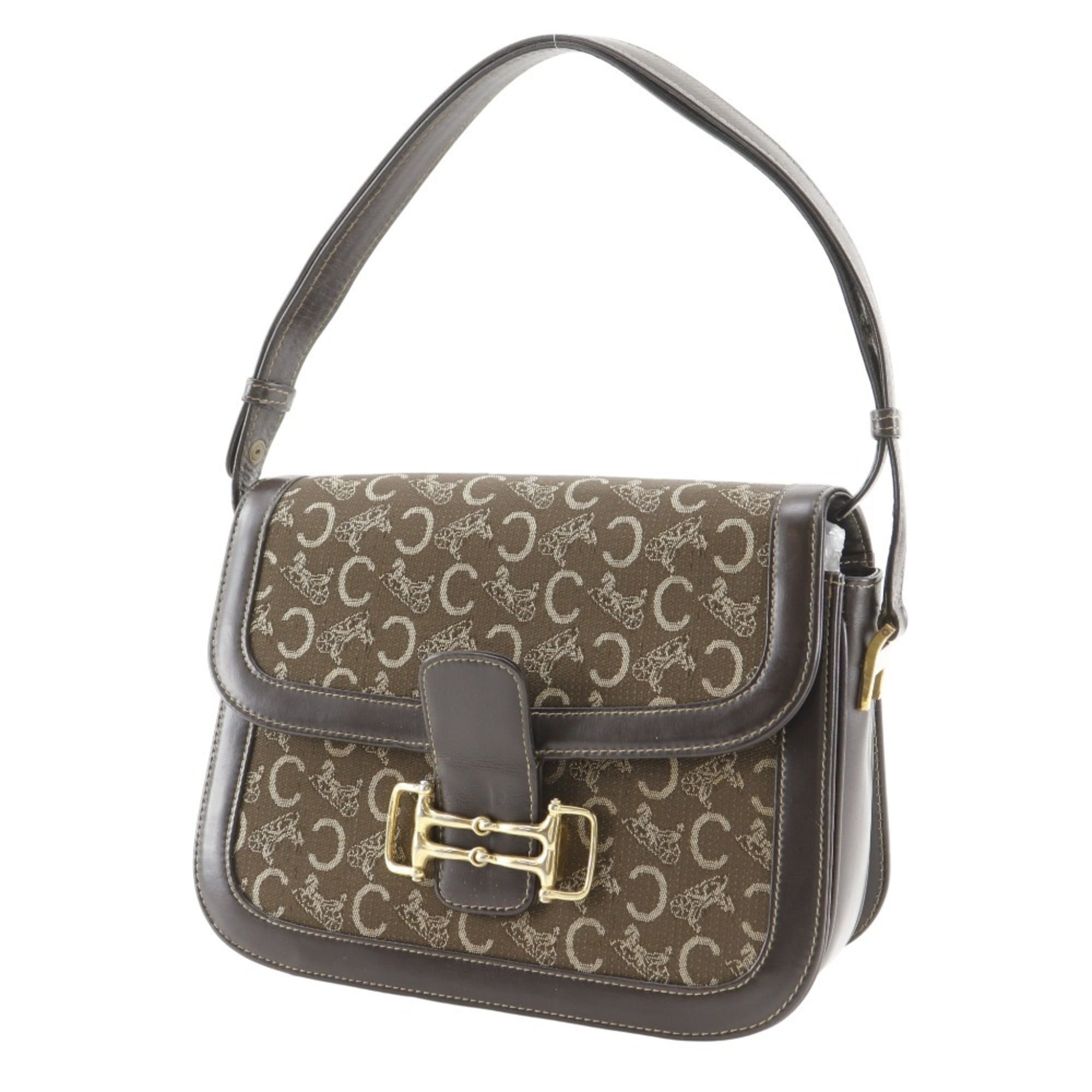 Celine Brown Canvas Leather Handbag (Pre-Owned)