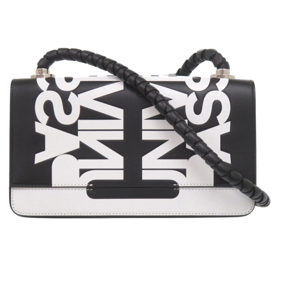 Burberry Black White Leather Shoulder Bag (Pre-Owned)