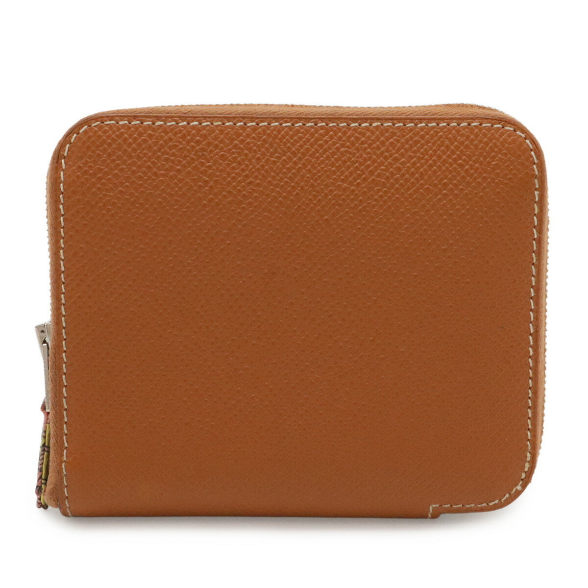 Hermes Cognac Epsom Leather Silk Coin Purse/Coin Case (Pre-Owned)