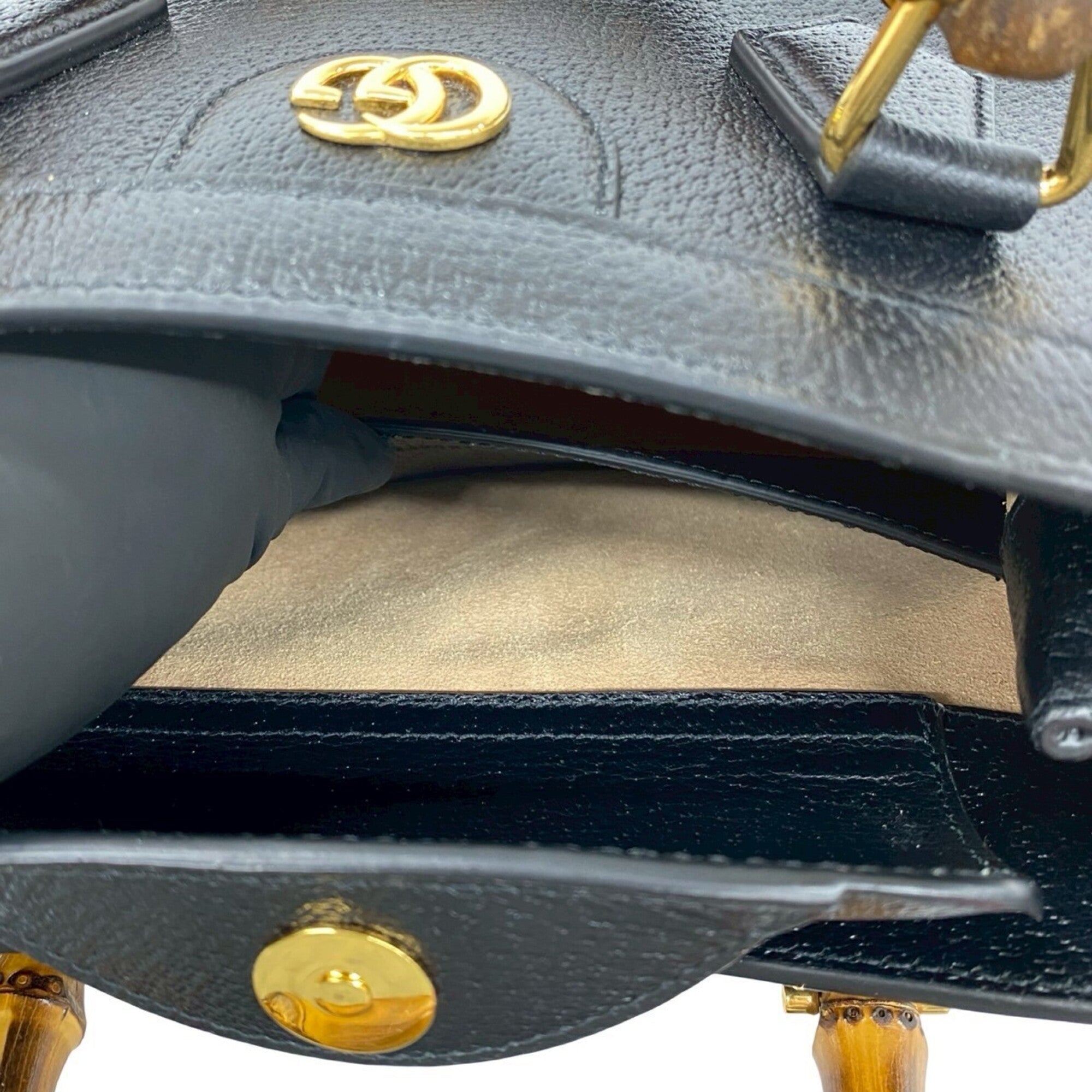 Gucci Black Leather Handbag Shoulder Bag (Pre-Owned)