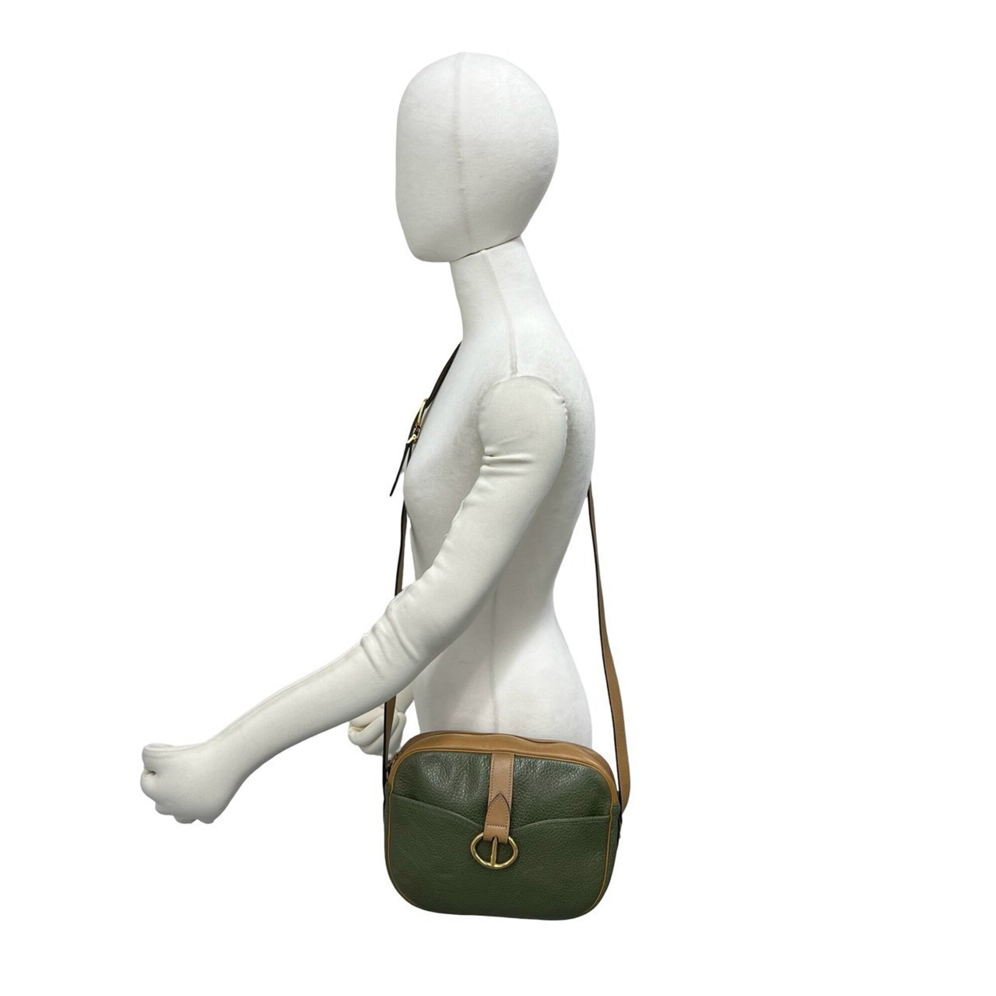 Christian Dior Brown Green Leather Shoulder Bag (Pre-Owned)