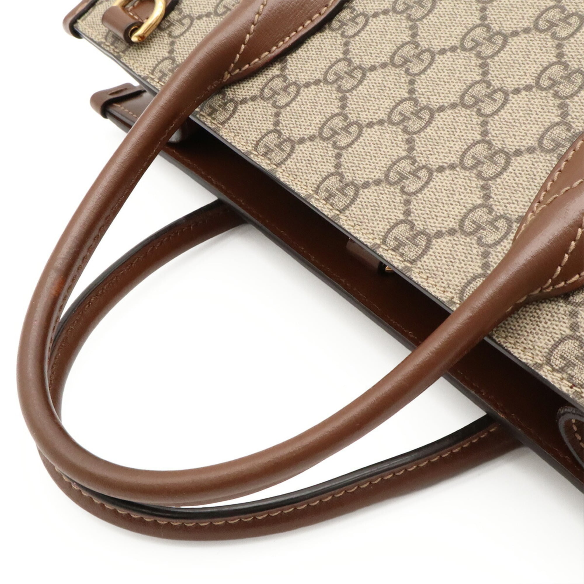 Gucci Brown Ivory Gg Supreme Handbag Shoulder Bag Tote Bag (Pre-Owned)