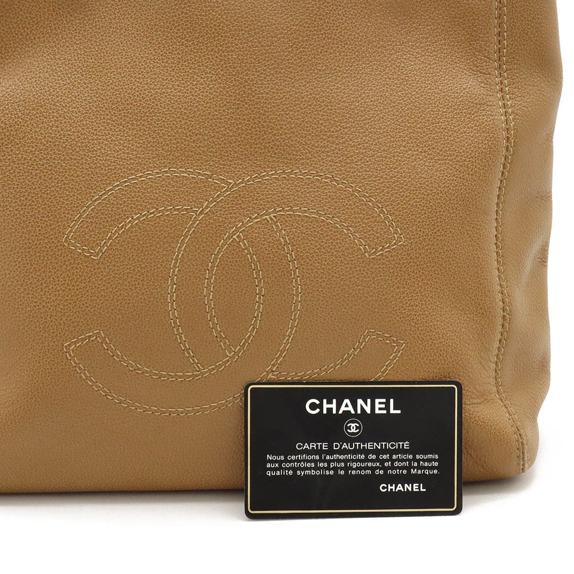 Chanel Camel Leather Shoulder Bag Tote Bag (Pre-Owned)