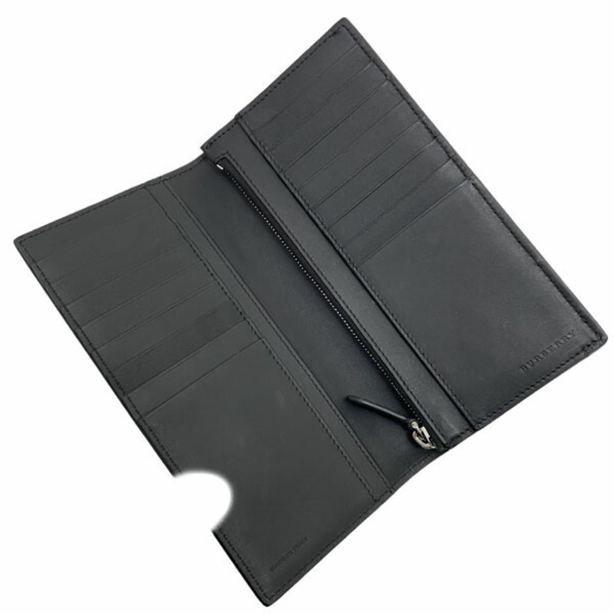 Burberry Black Leather Long Wallet (Bi-Fold) (Pre-Owned)