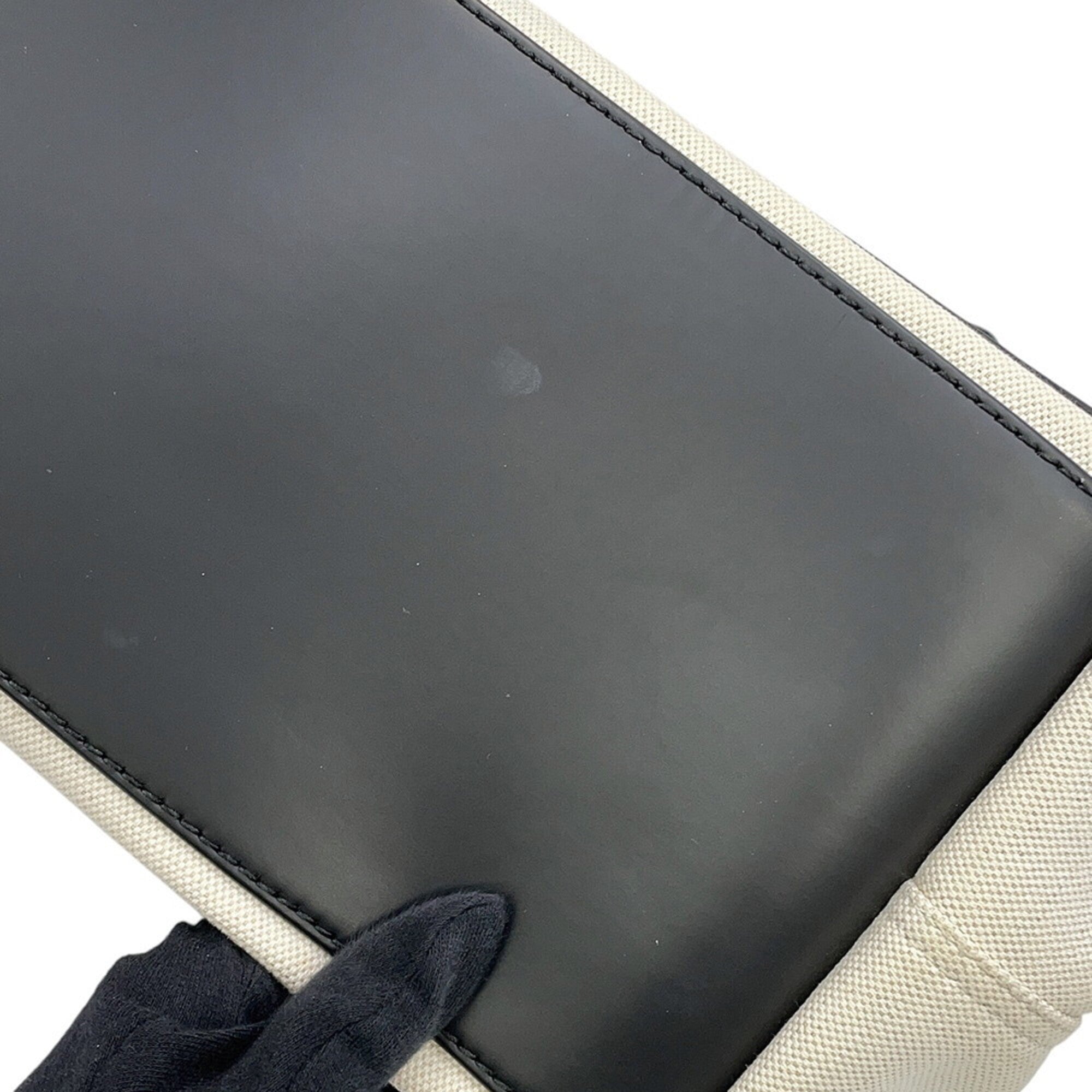 Balenciaga Black White Canvas Leather Handbag Pouch Tote Bag (Pre-Owned)