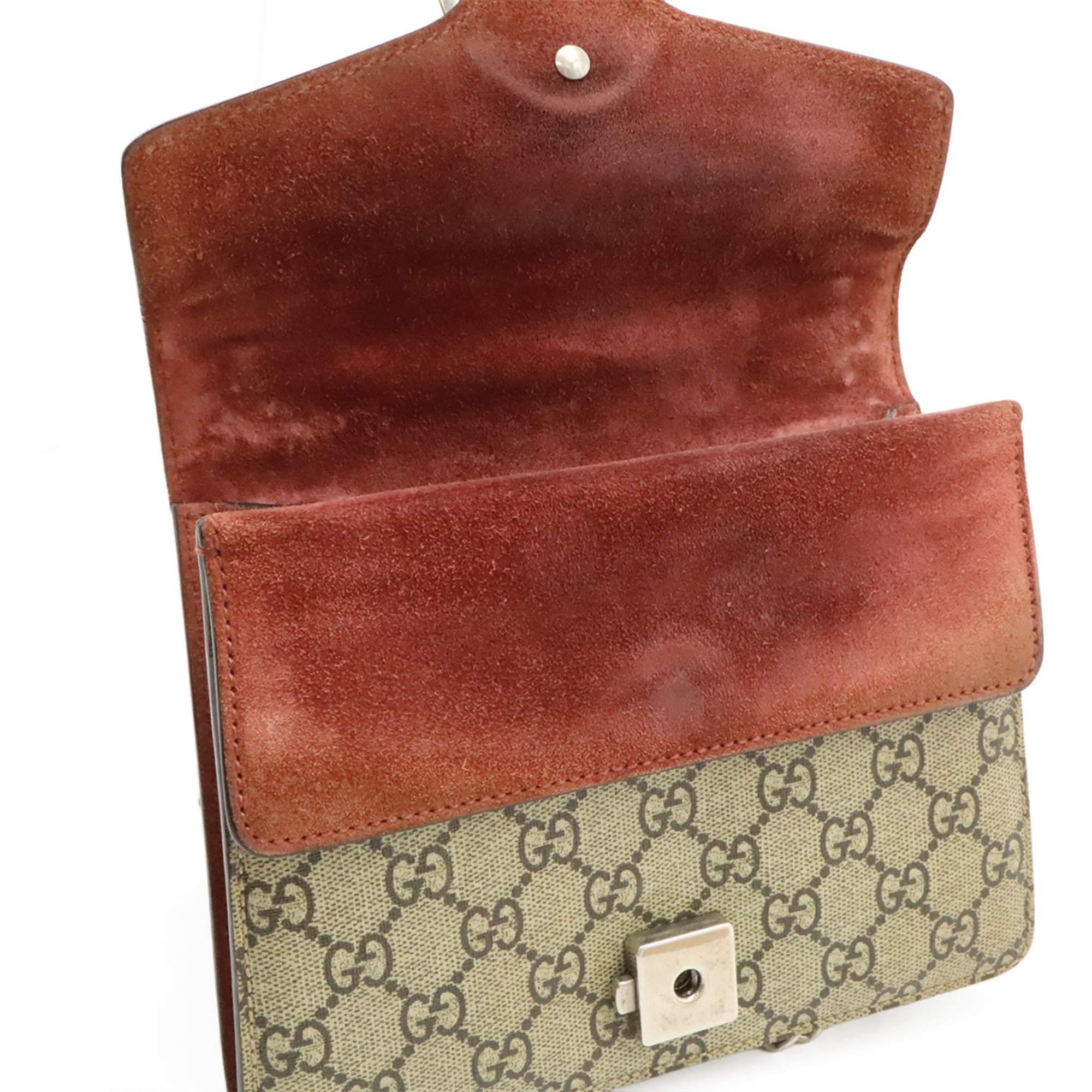 Gucci Beige Pink Multi-Color Pink Canvas Shoulder Bag (Pre-Owned)