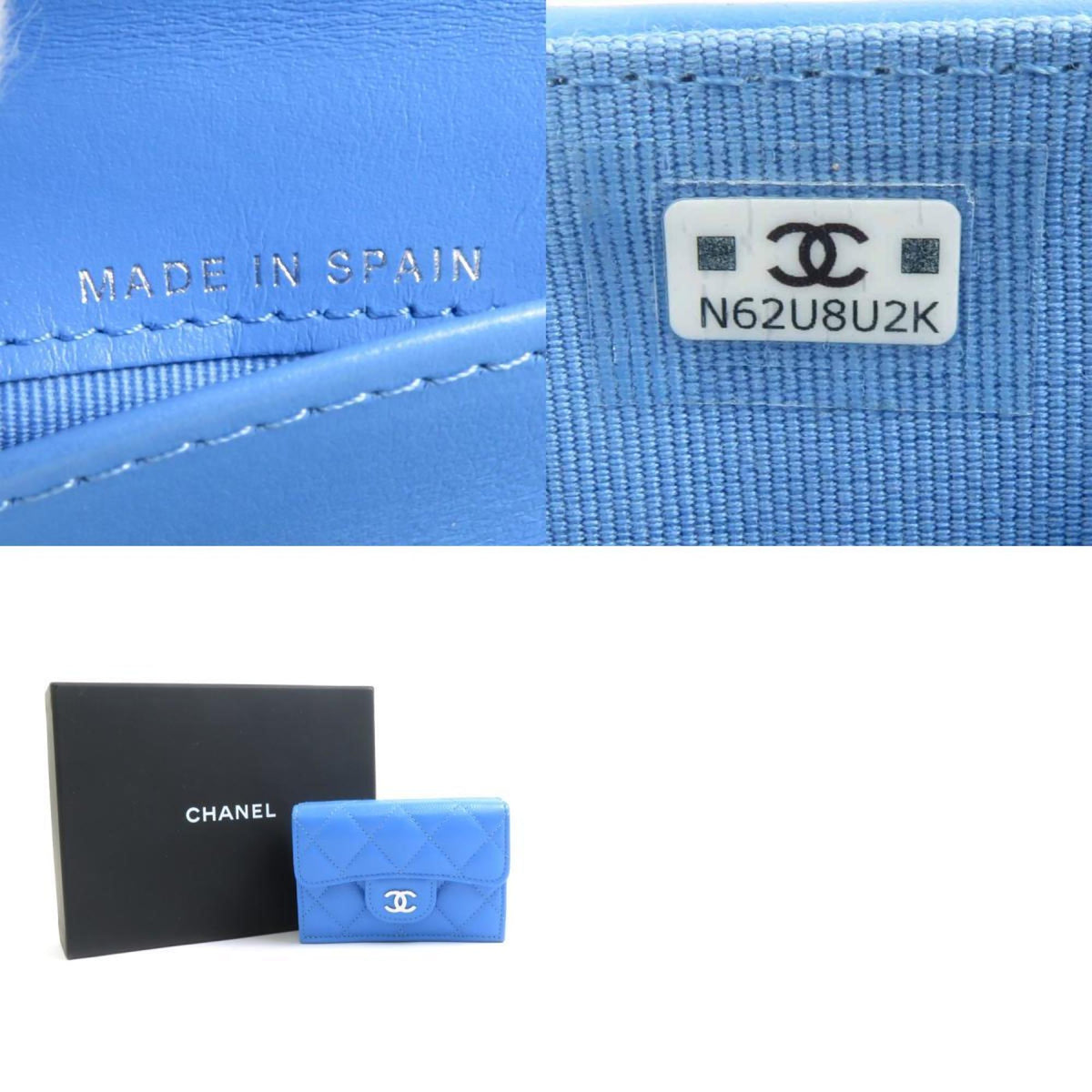 Chanel Blue Grained Calfskin Wallet (Tri-Fold) (Pre-Owned)