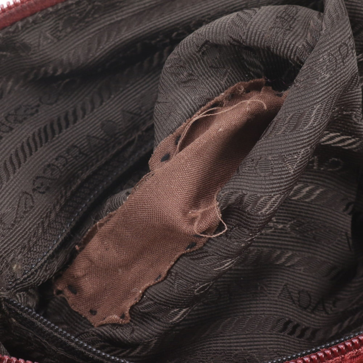 Prada Red Color Leather Nylon Shoulder Bag Tote Bag (Pre-Owned)