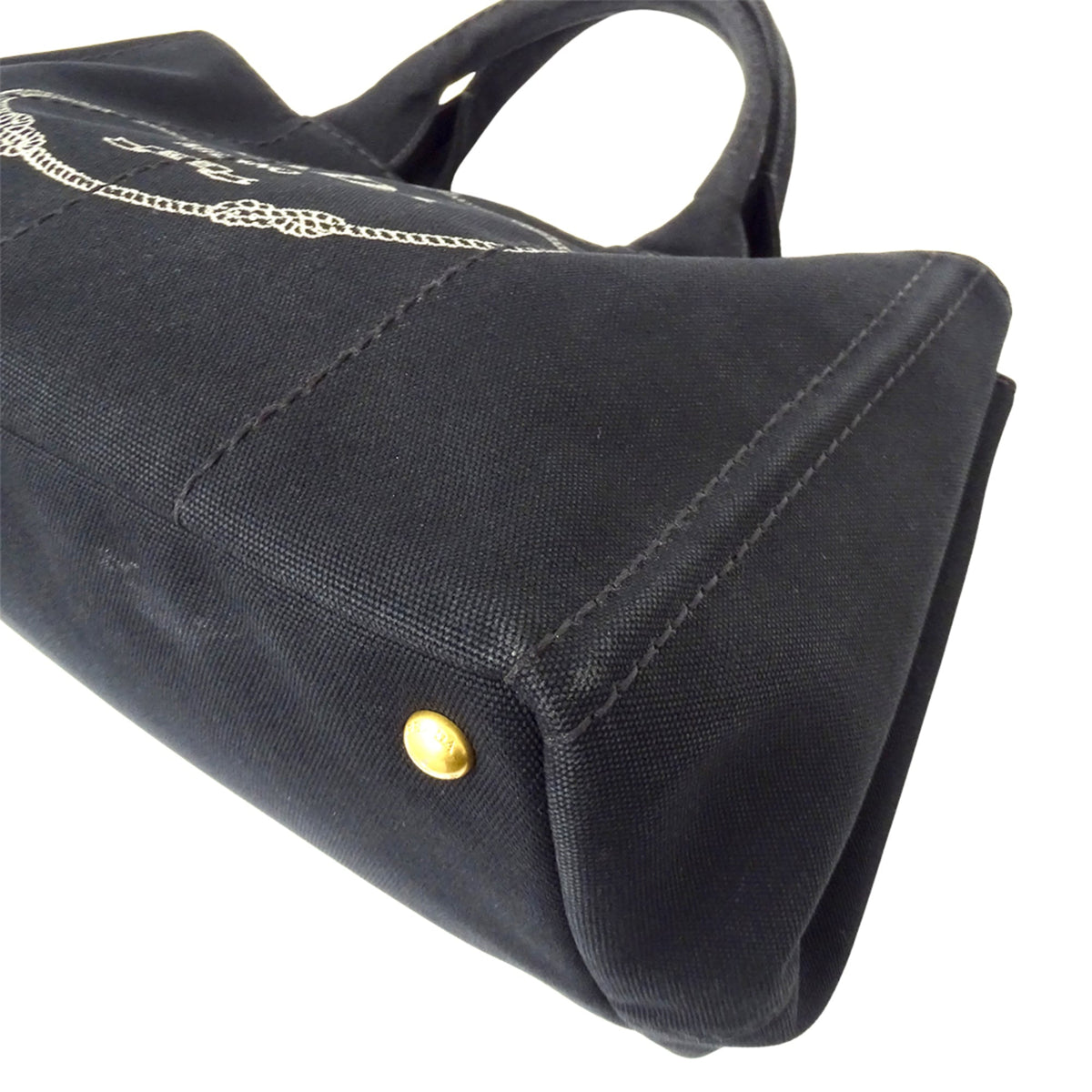 Prada Canapa Black Canvas Handbag Shoulder Bag Tote Bag (Pre-Owned)