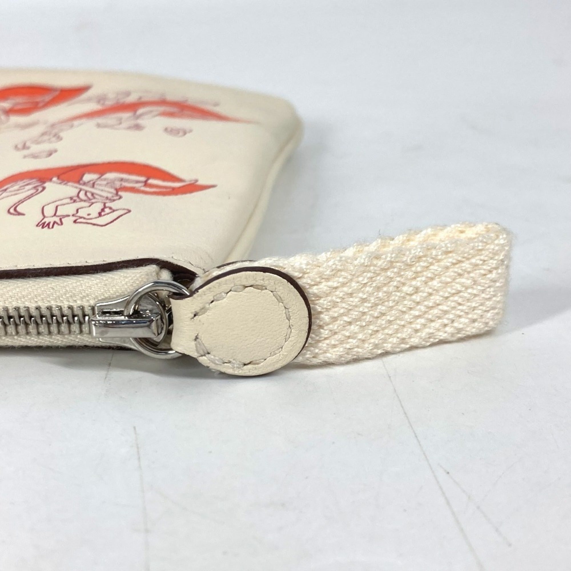 Hermes Ivory Leather Clutch Bag Pouch (Pre-Owned)